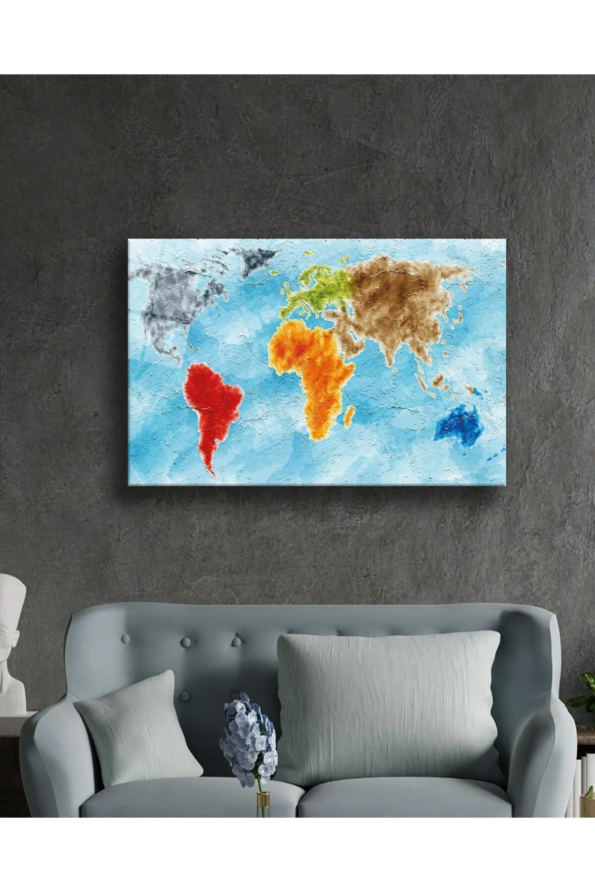 Dünya Haritası 74 Temalı Modern UV Dijital Baskı Dekoratif Cam Tablo - bestdecor Görsel 2