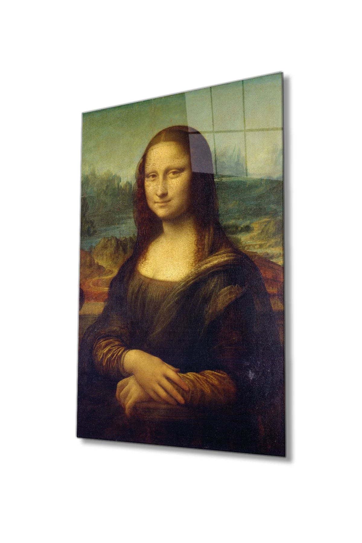 Mona Lisa Portresi Sanat Cam Tablo, Ev ve Ofis Duvar Dekoru, Hediyelik Büyük Temperli 4 mm Cam Tablo
