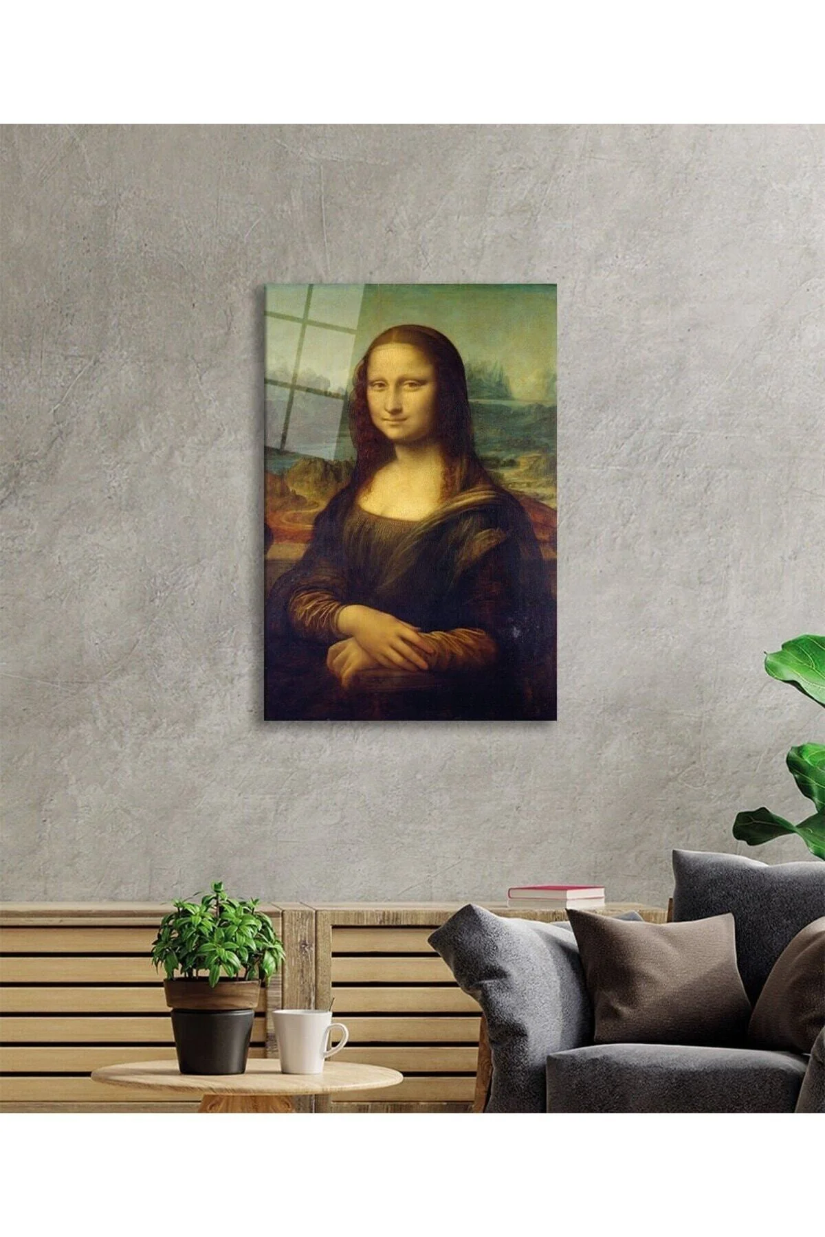 Mona Lisa Portresi Sanat Cam Tablo, Ev ve Ofis Duvar Dekoru, Hediyelik Büyük Temperli 4 mm Cam Tablo - BYCAGRİ Görsel 2