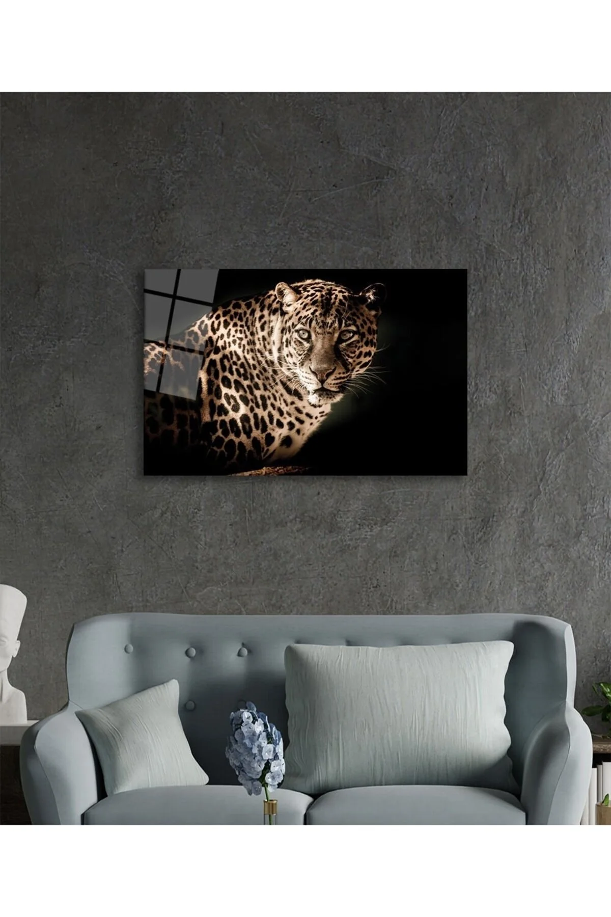 Leopar Hayvan Portresi Cam Tablo, Ev ve Ofis Duvar Dekoru, Hediyelik Büyük Temperli 4 mm Cam Tablo - TanerArt Görsel 3
