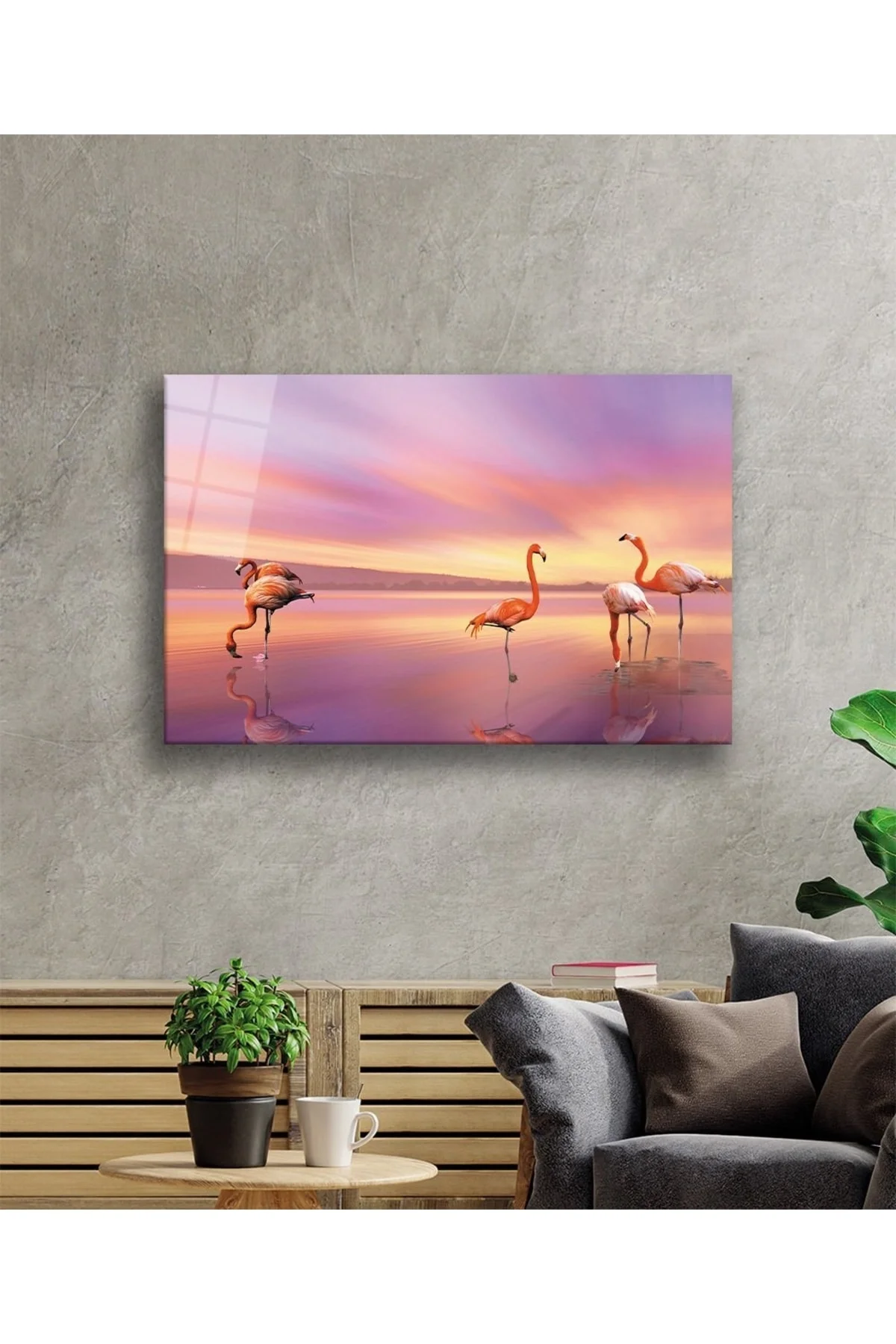 Flamingo Hayvan Cam Tablo 4mm Dayanıklı Temperli Cam - TanerArt Görsel 5