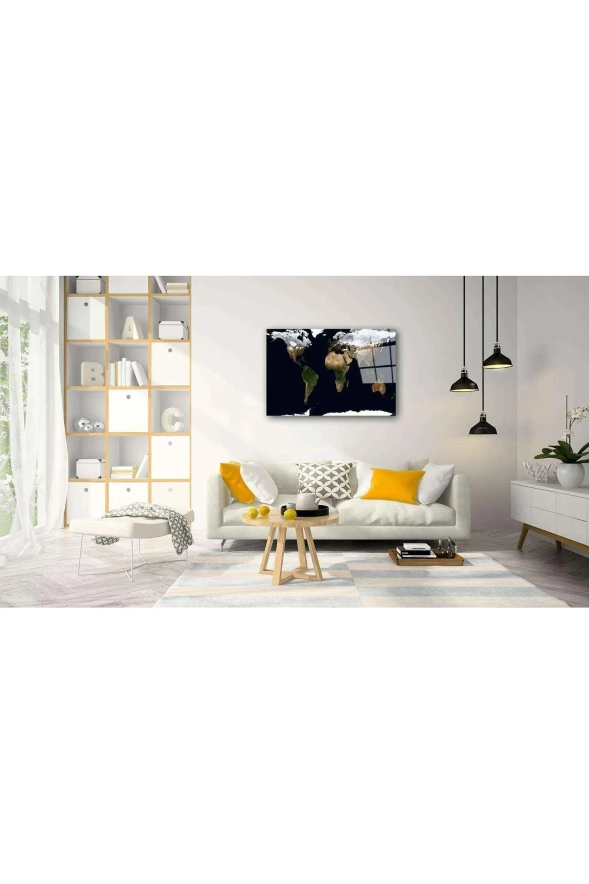 Dünya Haritası 30 Cam Tablo 72x46 - Ena Butik Görsel 2
