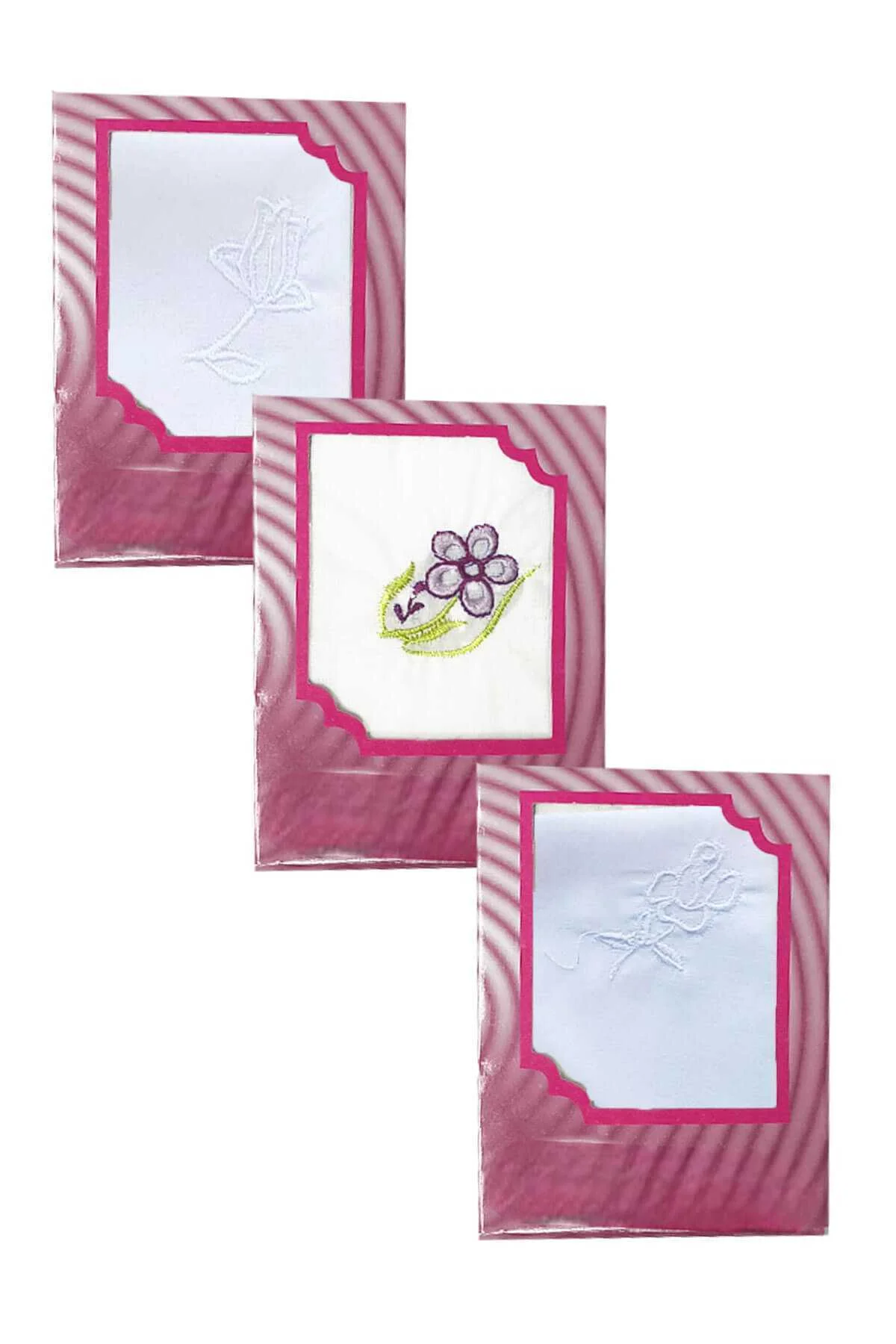 3’lü Özel Paket Premium Kadın İşlemeli Mendil Seti %100 Pamuk 28x28 Cm - merland benvecocuk Görsel 2