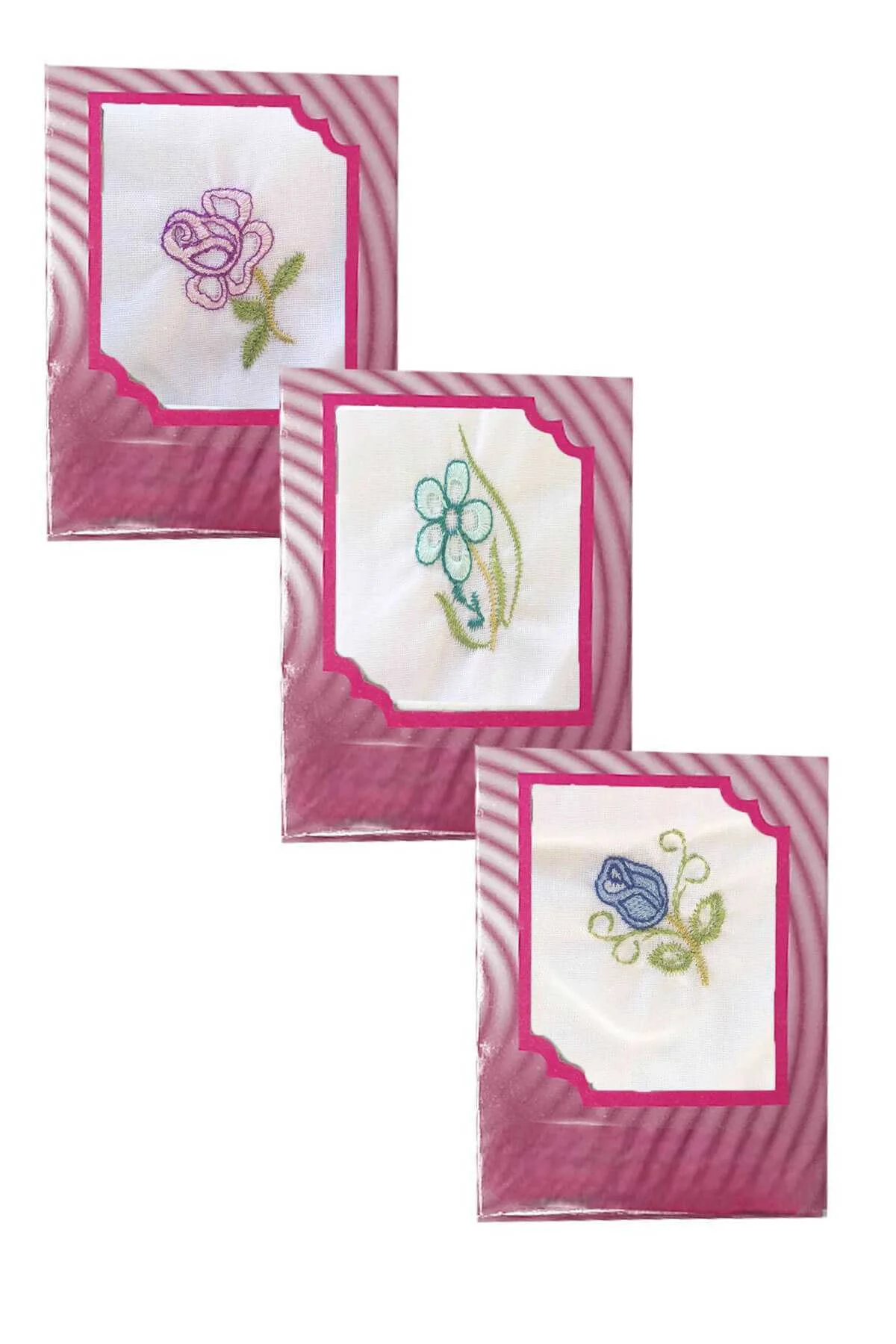 3’lü Özel Paket Premium Kadın İşlemeli Mendil Seti %100 Pamuk 28x28 Cm - merland benvecocuk Görsel 3