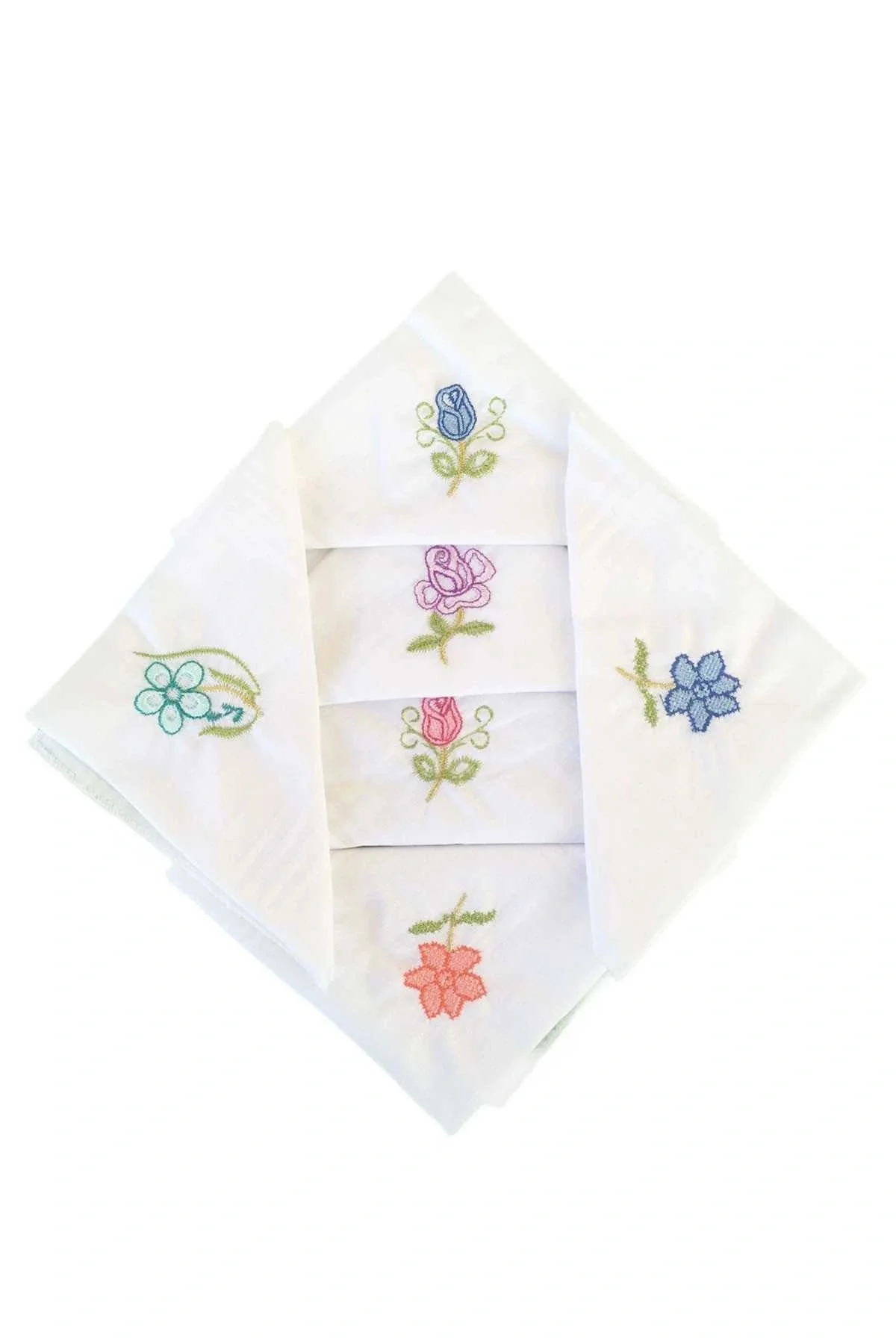 Hediyelik İşlemeli Mendili 6 lı Paket 28x28 cm 100 Pamuk - Elif Mira Görsel 2