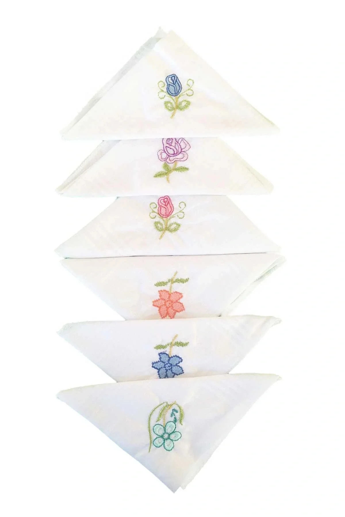 Hediyelik İşlemeli Mendili 6 lı Paket 28x28 cm 100 Pamuk - Elif Mira Görsel 3