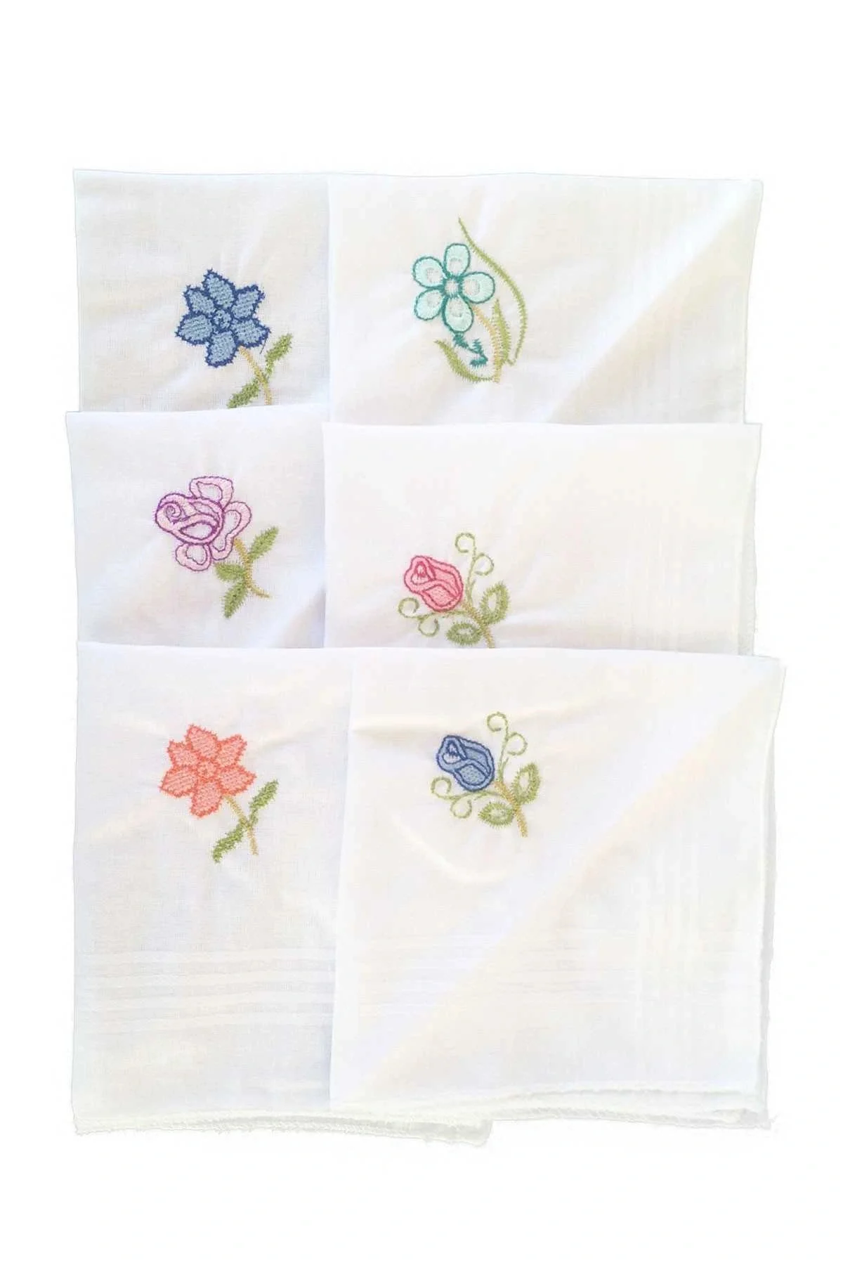 Hediyelik İşlemeli Mendili 6 lı Paket 28x28 cm 100 Pamuk - Elif Mira Görsel 5
