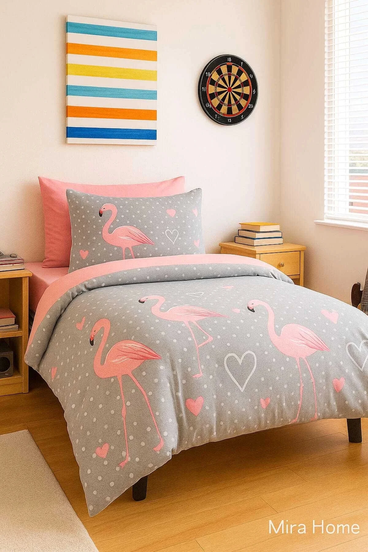 Flamingo Desenli Pamuklu Tek Kişilik Nevresim Takımı - Mira Home Görsel 2