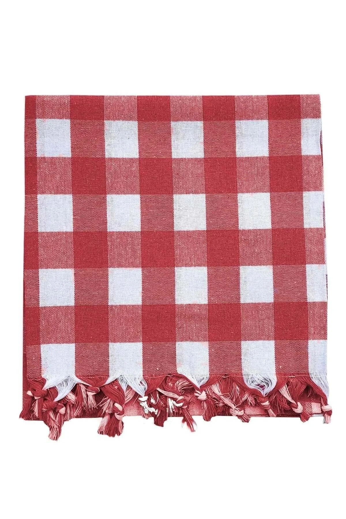 150x150 Cm Kareli Yer Sofra Bezi Piknik Masa Örtüsü Saçaklı - Mira Home Görsel 3