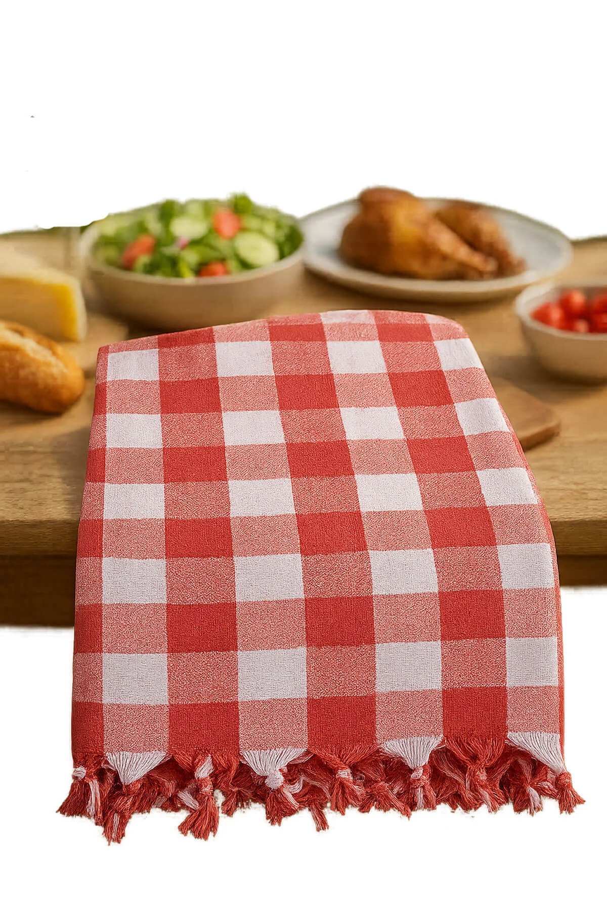 150x150 Cm Kareli Yer Sofra Bezi Piknik Masa Örtüsü Saçaklı - Mira Home Görsel 2