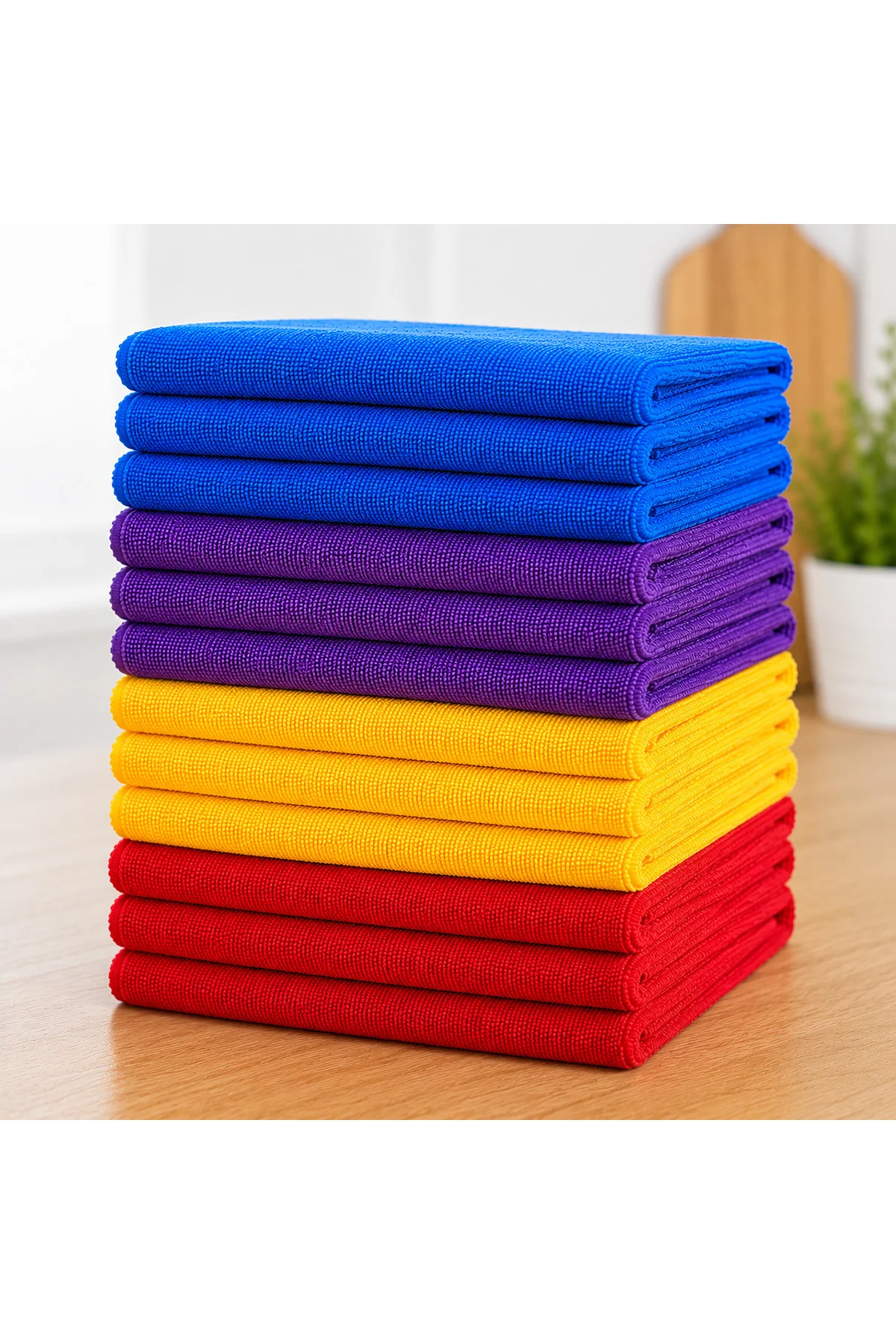 32x32 Mikrofiber Temizlik Bezi 12'li Set – 4 Renk, Yüksek Emicilik, Leke Tutmaz, Koku Yapmaz - Muggio Görsel 2