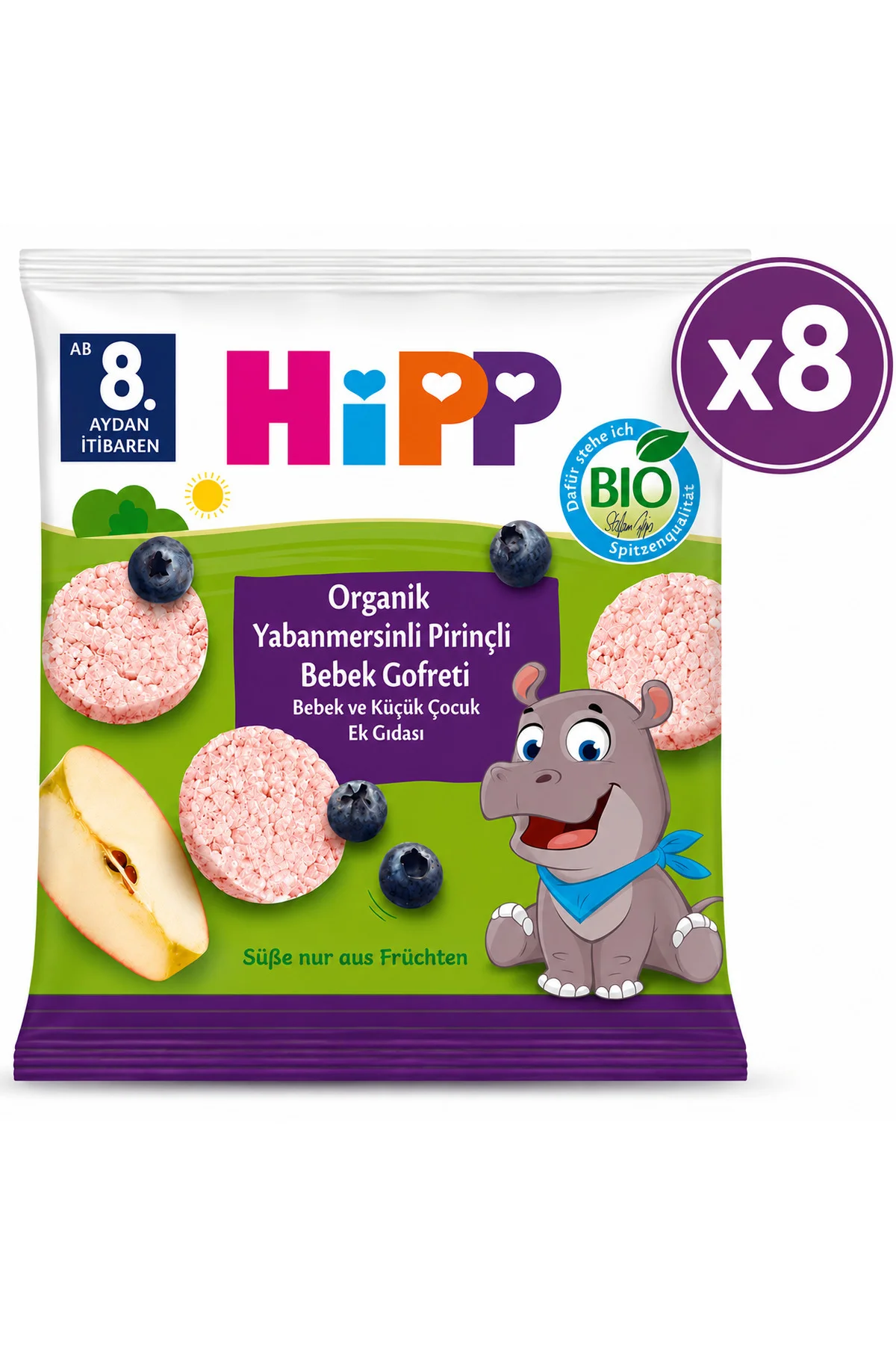 Organik Yabanmersinli Pirinçli Bebek Gofreti 30 G 8'li Paket