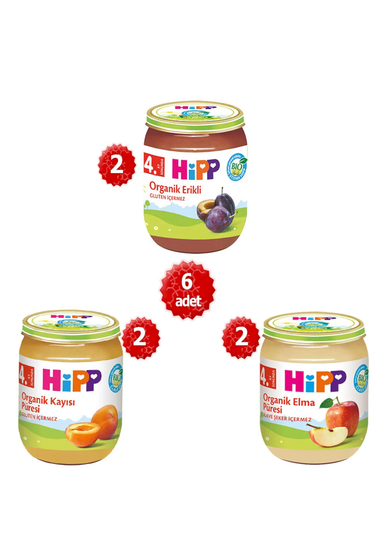 Organik x6 Kavanoz Karışık Meyve Püresi 125g