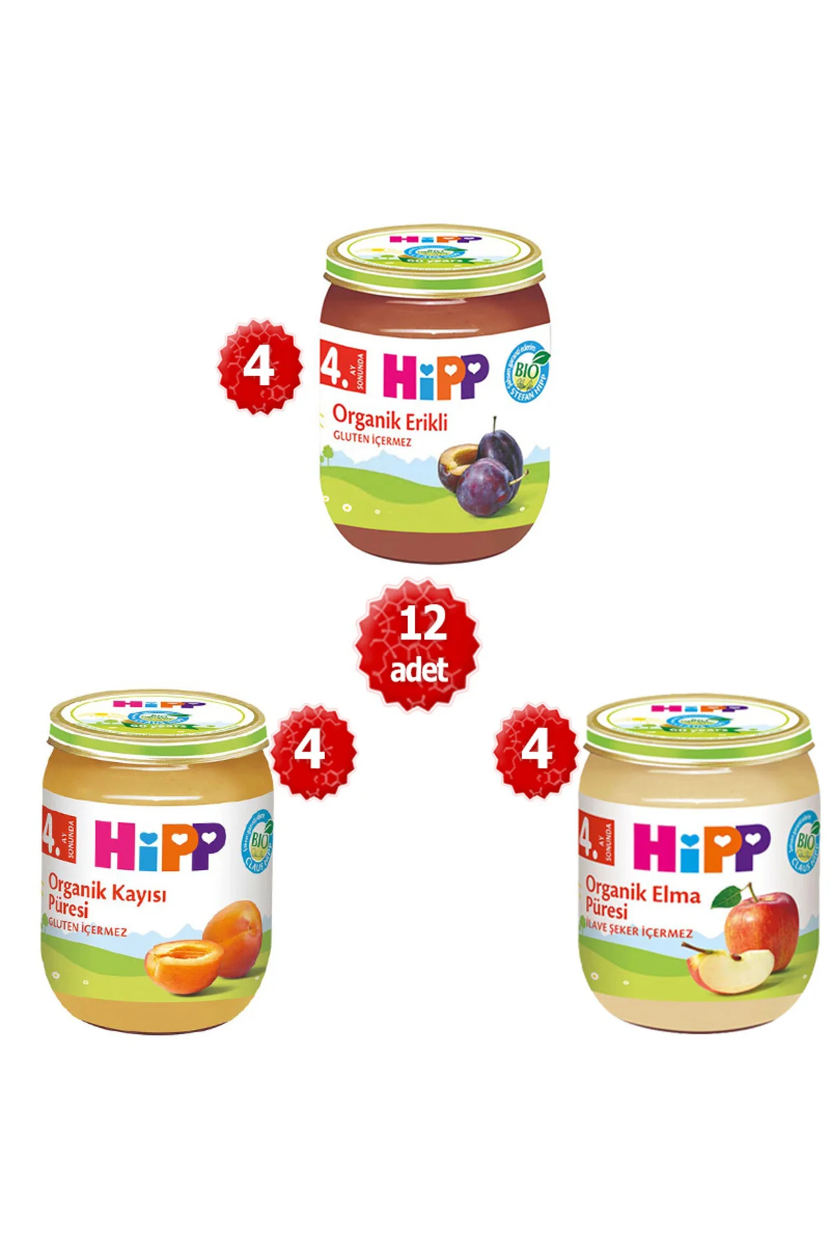 Organik x12 Kavanoz Karışık Meyve Püresi 125g
