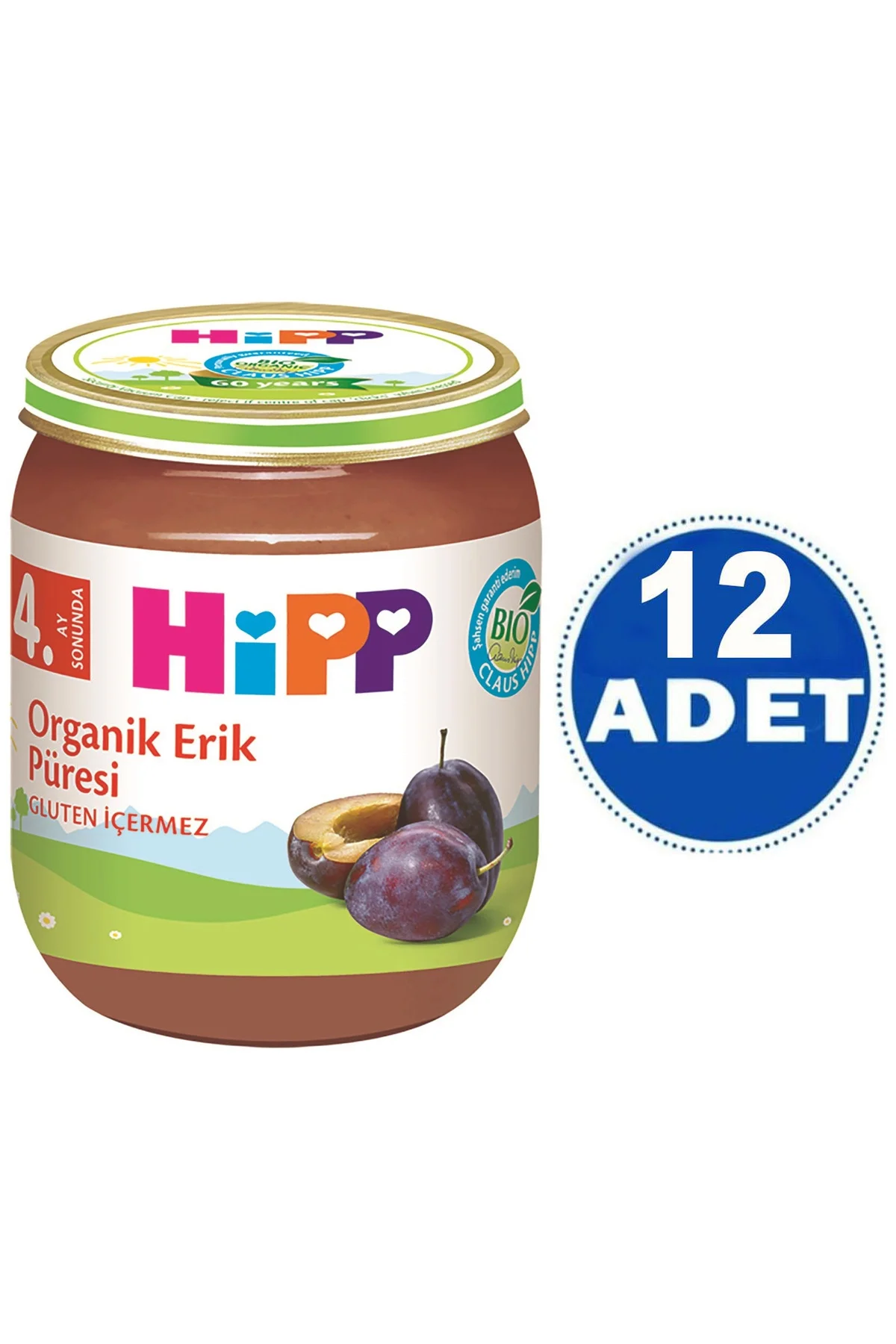 Kavanoz Maması Organik Erik Püresi 125 gr 12 Adet