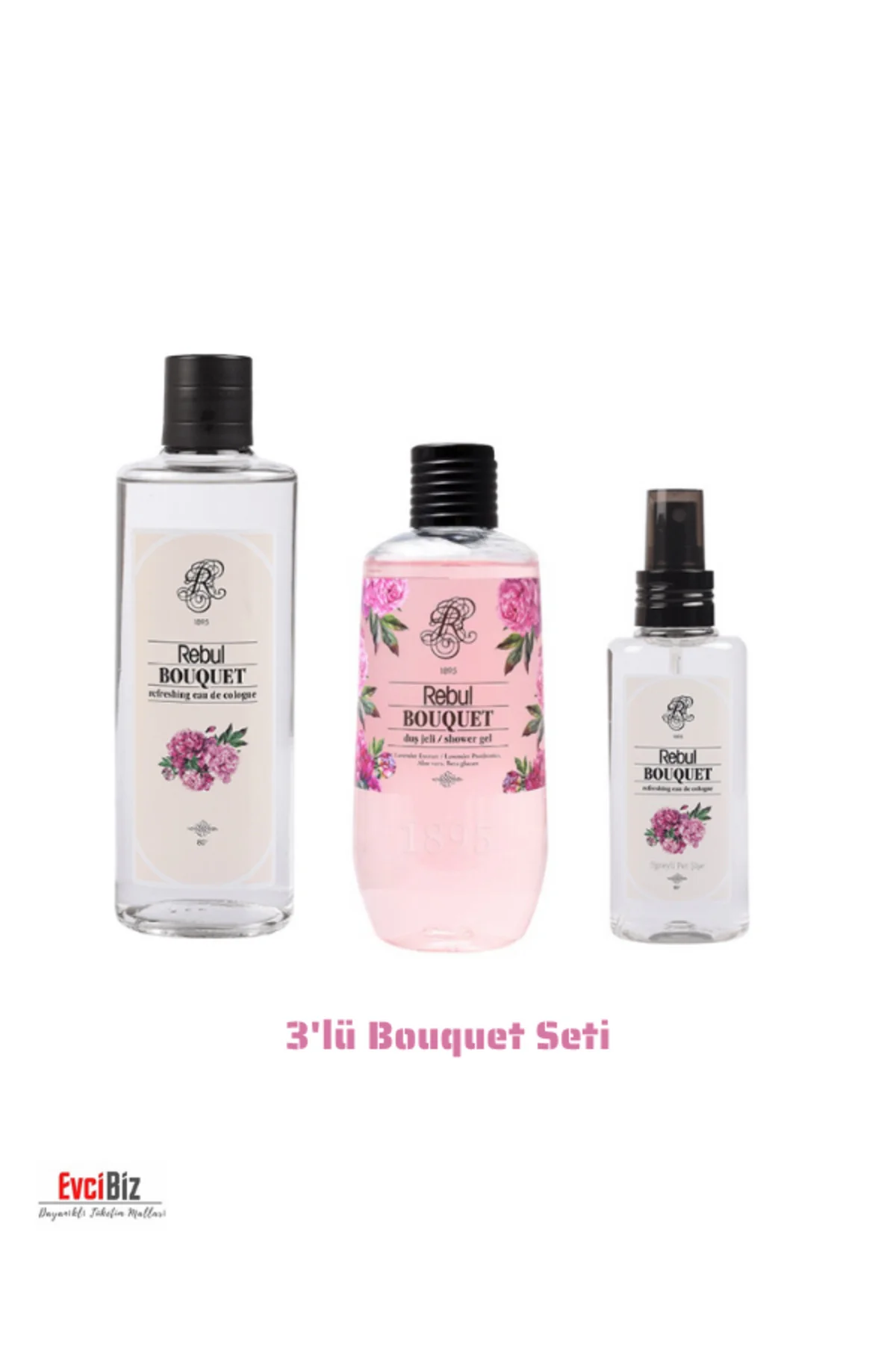 Bouquet (Buket Çiçeği Kokulu) Edc 250ml Kolonya 500ml Duş Jeli 125ml Edc Kolonya 3'lü Avantaj Set
