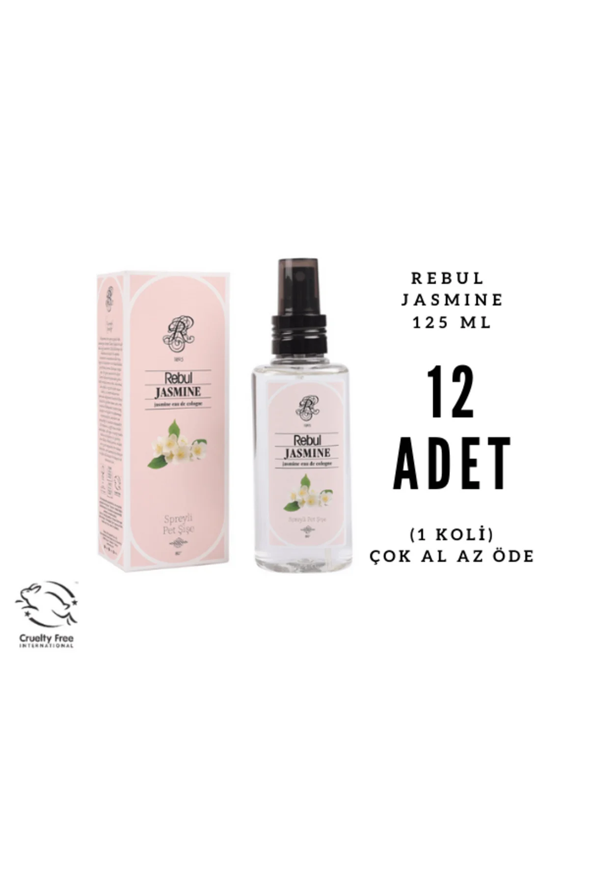 Jasmine - Yasemin Çiçeği Edc 125ml Sprey Pet Şişeli Kolonya 12 Adet (1 Koli)