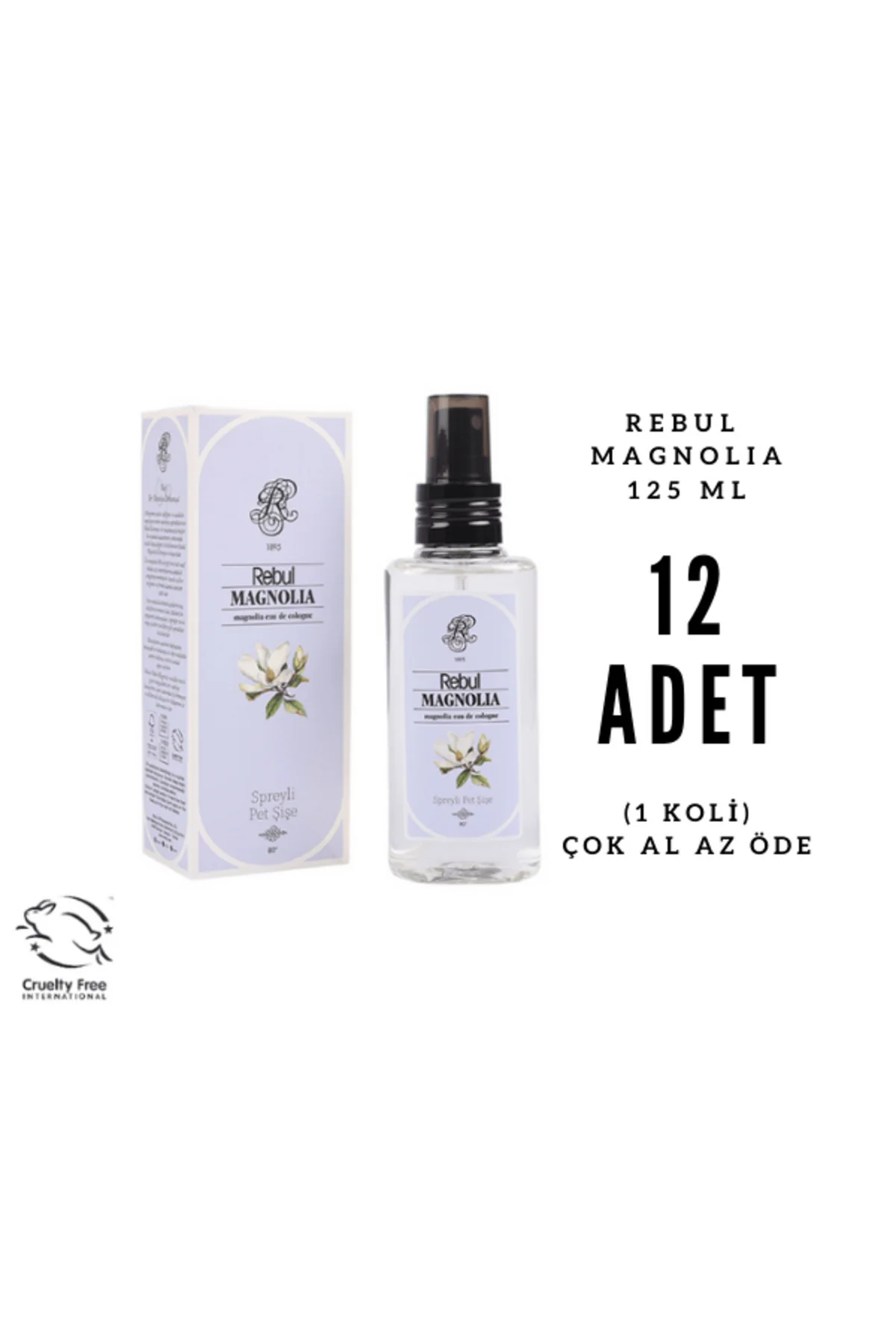 Magnolia - Manolya Edc 125ml Sprey Pet Şişeli Kolonya 12 Adet (1 Koli)
