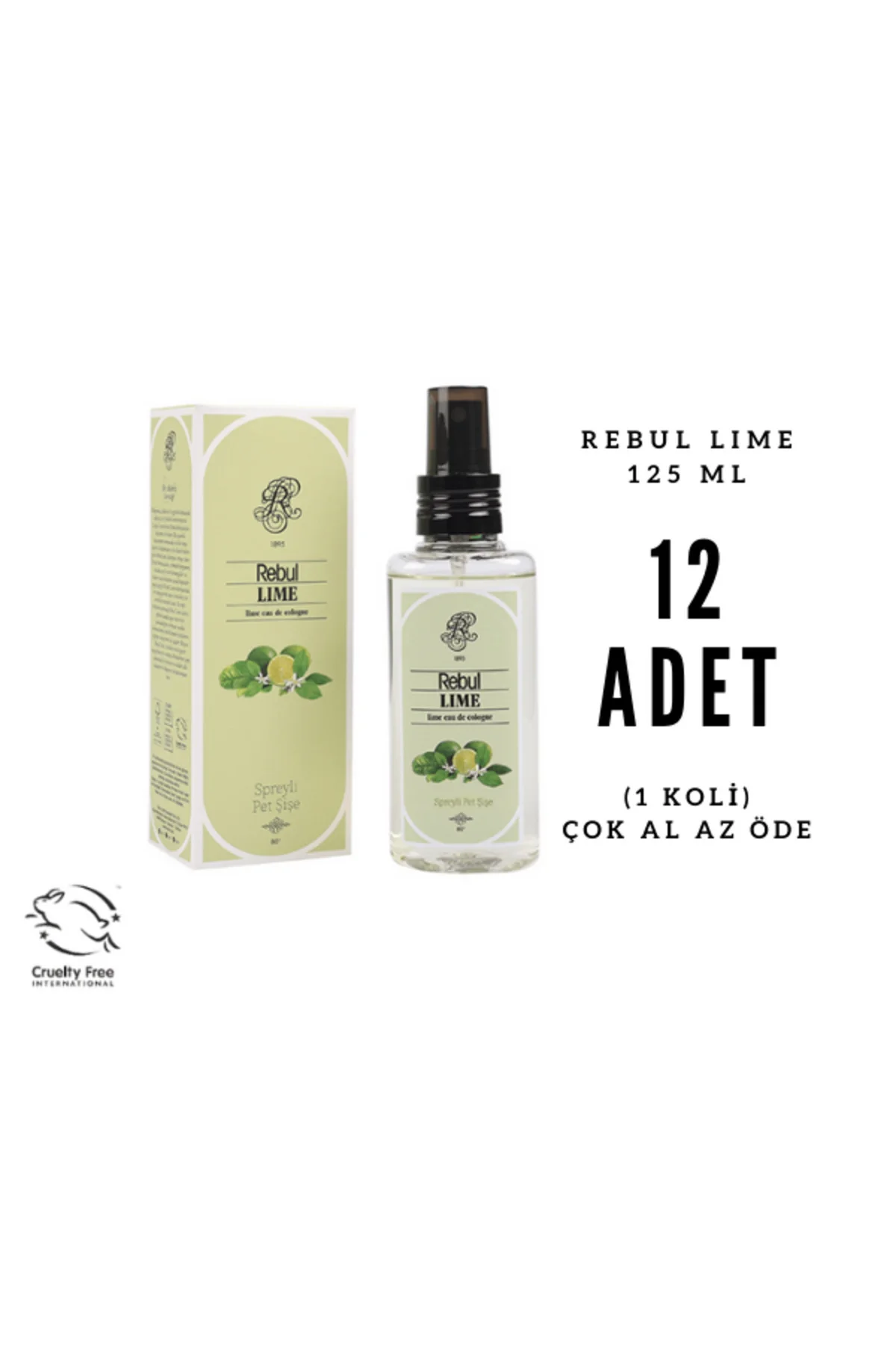 LIME - Limon Edc 125ml Sprey Pet Şişeli Kolonya 12 Adet (1 Koli)
