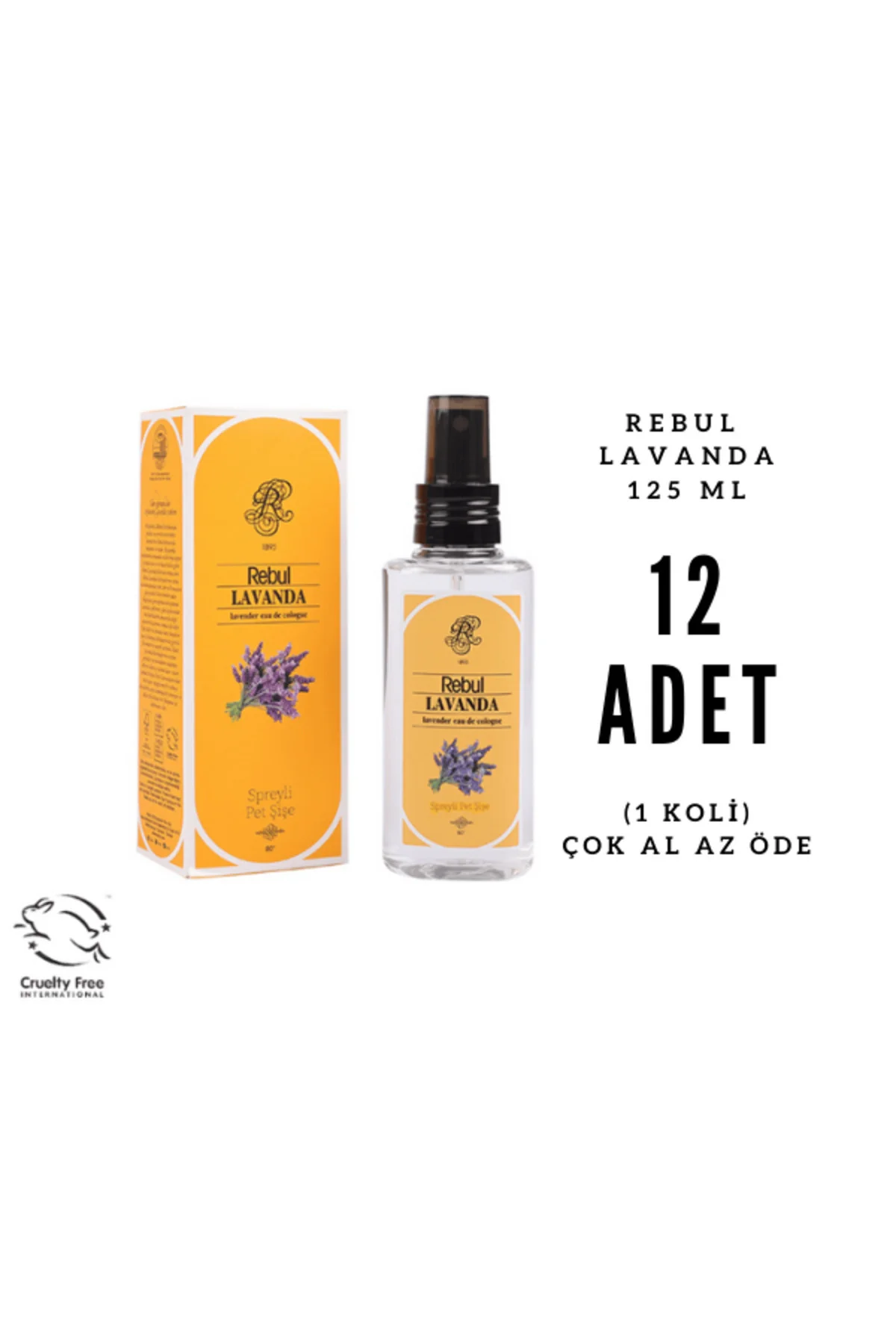 Lavanda - Lavanta Edc 125ml Sprey Pet Şişeli Kolonya 12 Adet (1 Koli)