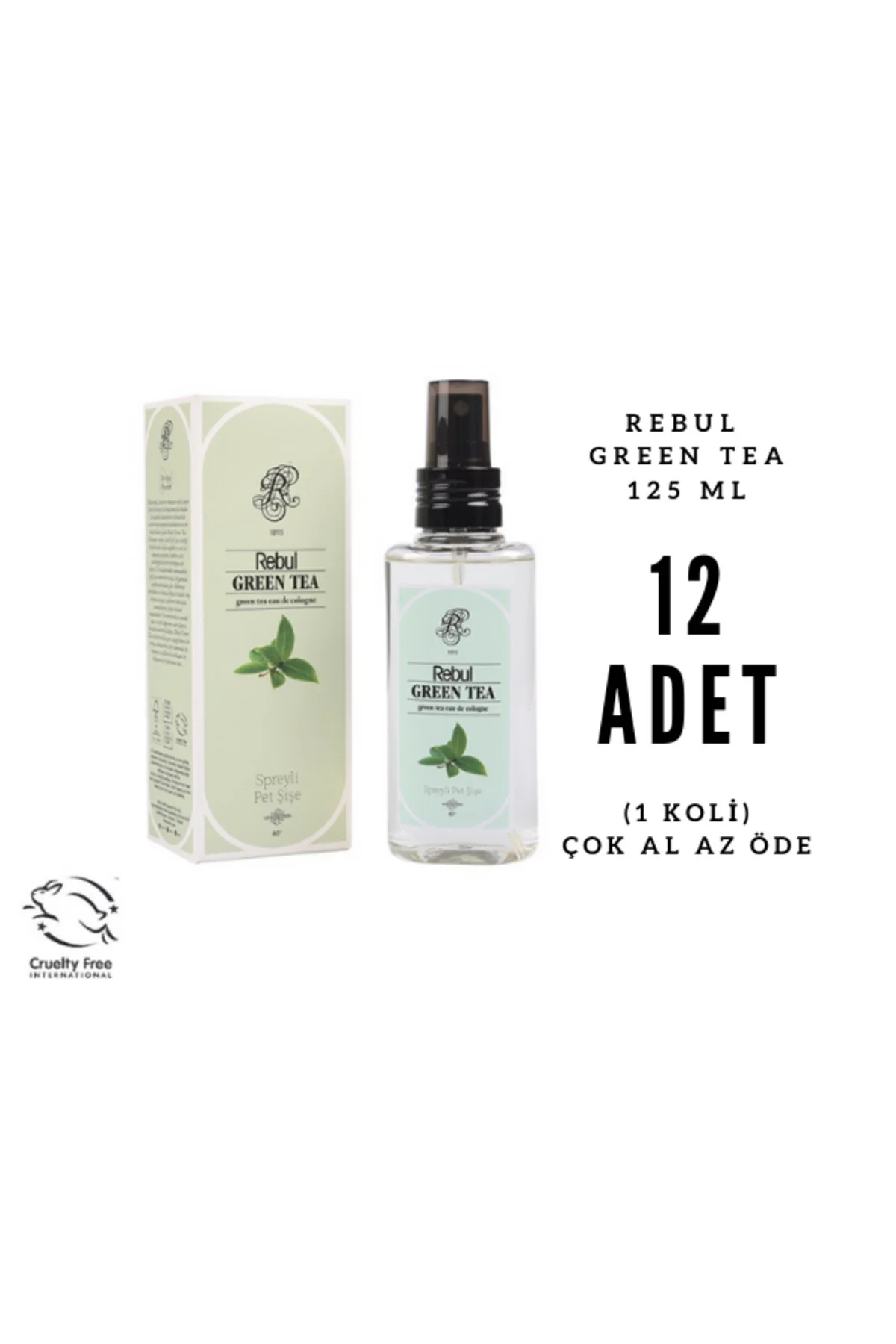 Green Tea - Yeşil Çay Edc 125ml Sprey Pet Şişeli Kolonya 12 Adet (1 Koli)