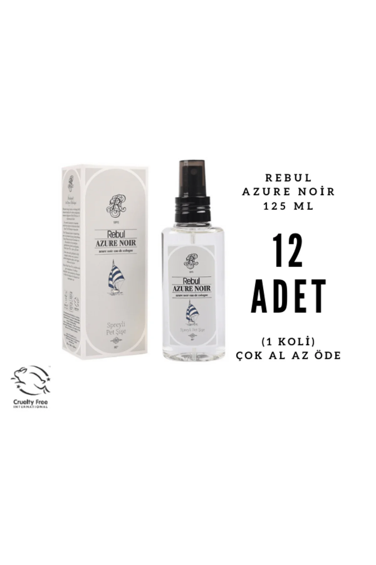 Azure Noir Edc 125ml Sprey Pet Şişeli Kolonya 12 Adet (1 Koli)