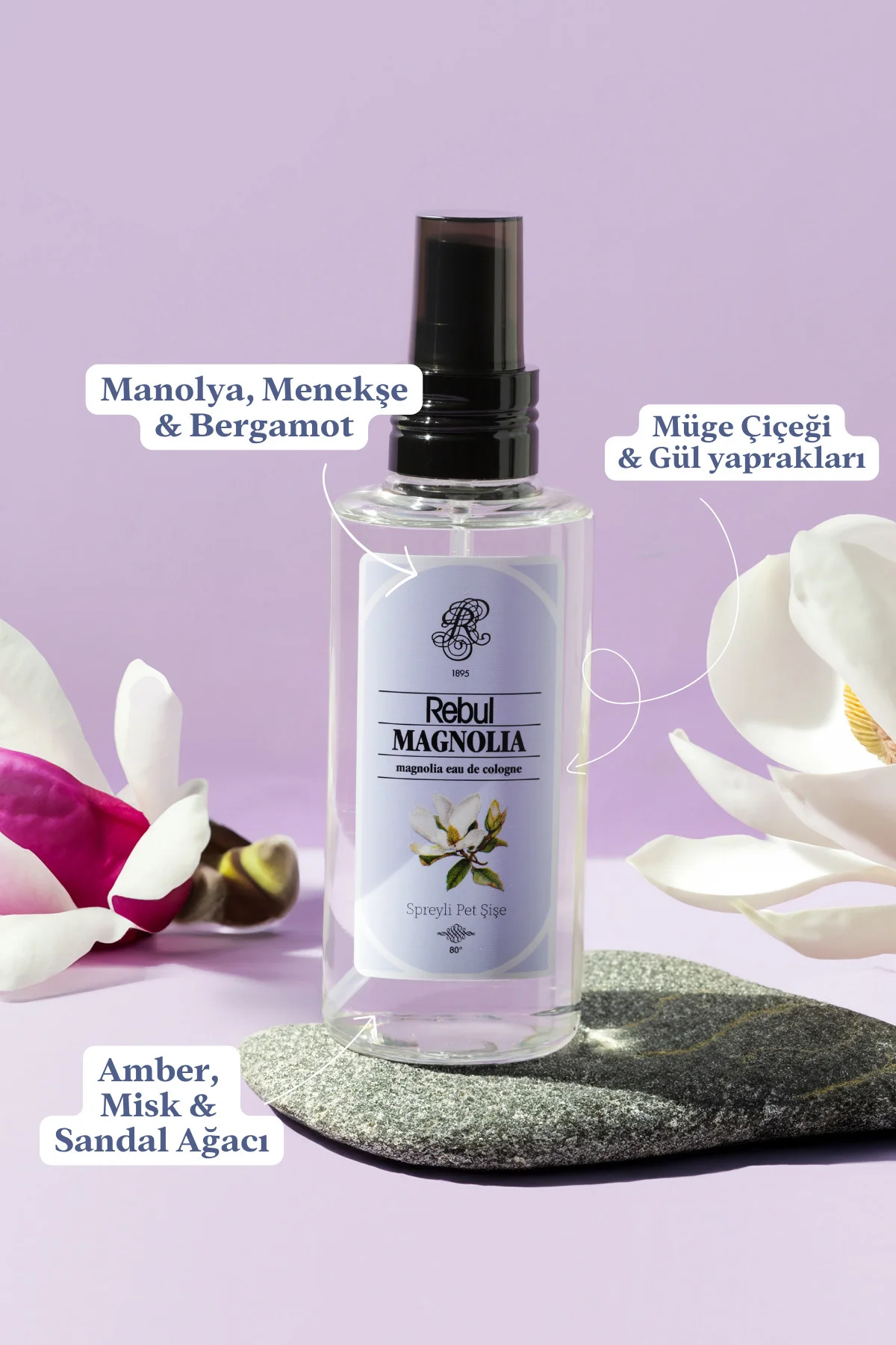 Magnolia Edc 50 ml Sprey Pet Şişe Kolonya - Rebul Görsel 2
