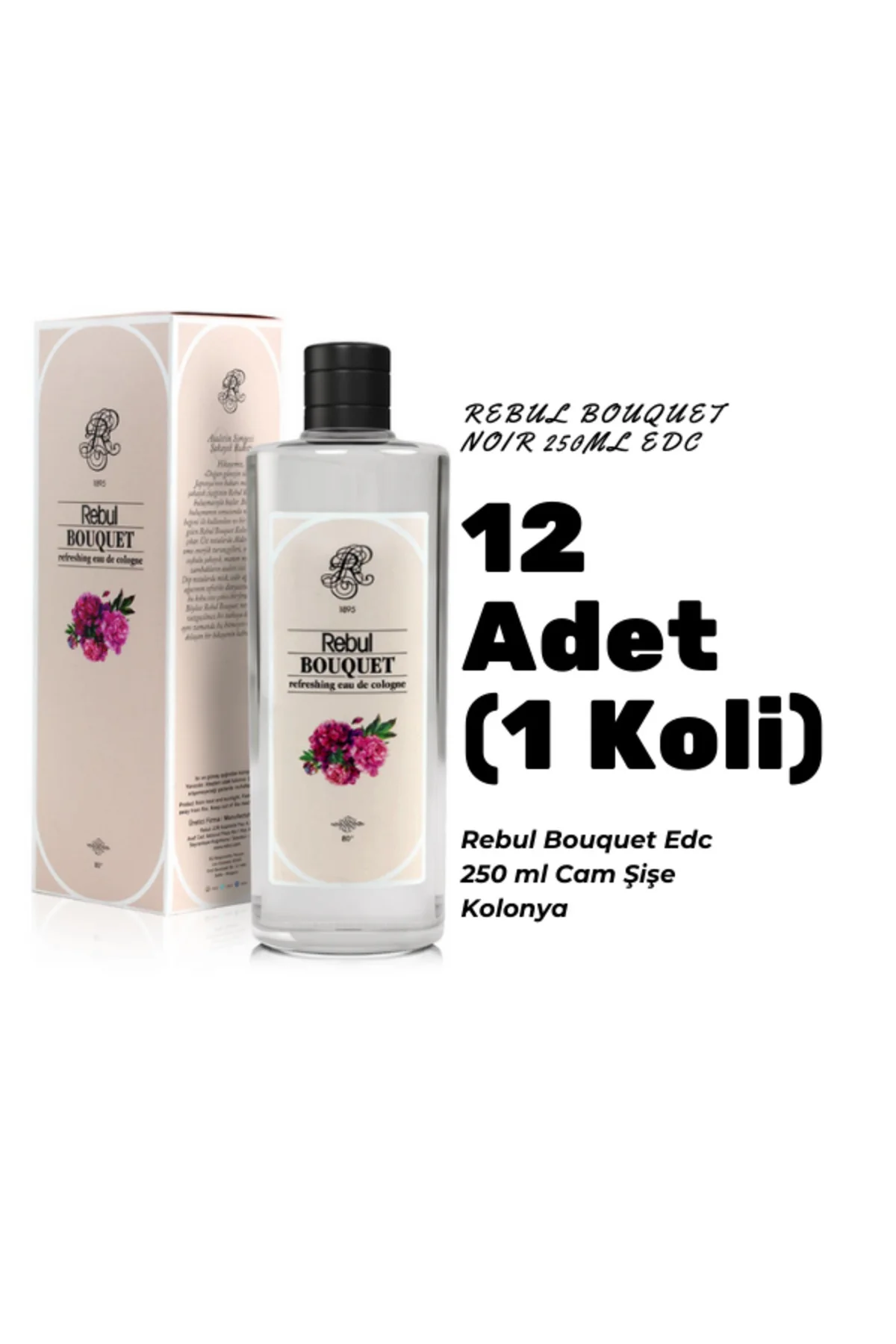 Bouquet Edc 250ml Cam Şişeli Buket Çiçeği Kokulu Kolonya 12 Adet (1 Koli)
