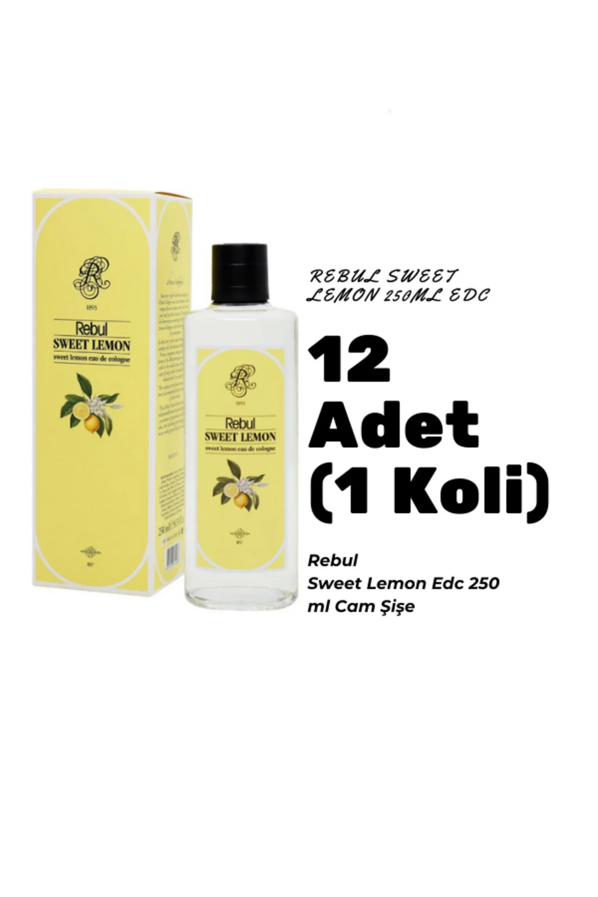 Sweet Lemon Edc 250ml Cam Şişeli Tatlı Limon Kokulu Kolonya 12 Adet (1 Koli)