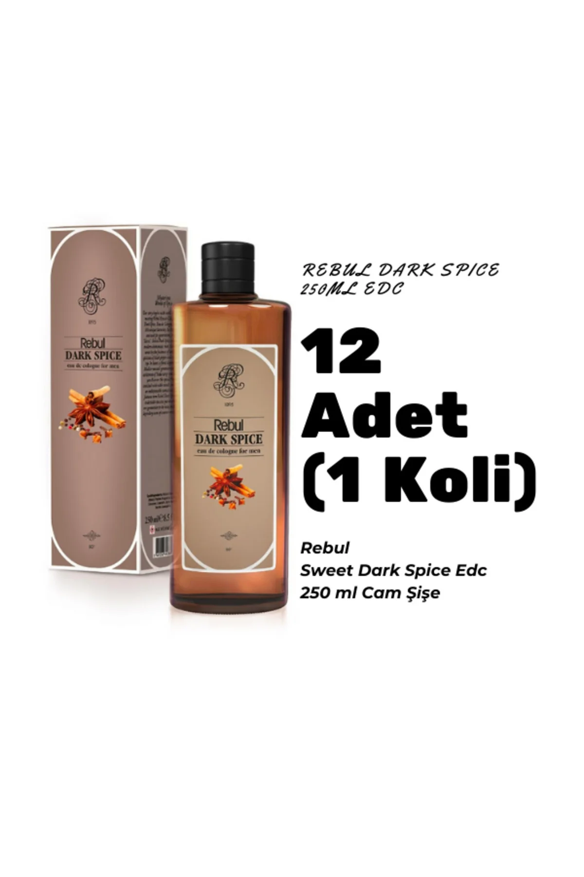 Dark Spice Edc 250ml Cam Şişeli Kolonya 12 Adet (1 Koli)