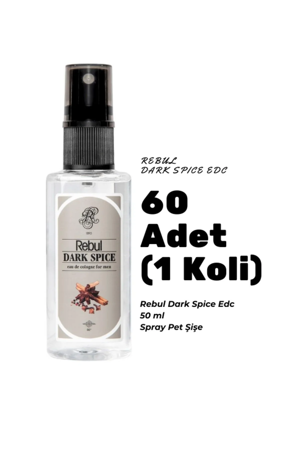 Dark Spice Edc 50ml Spray Pet Şişe 60 Adet (1 koli) Dark Spice Kokulu Kolonya