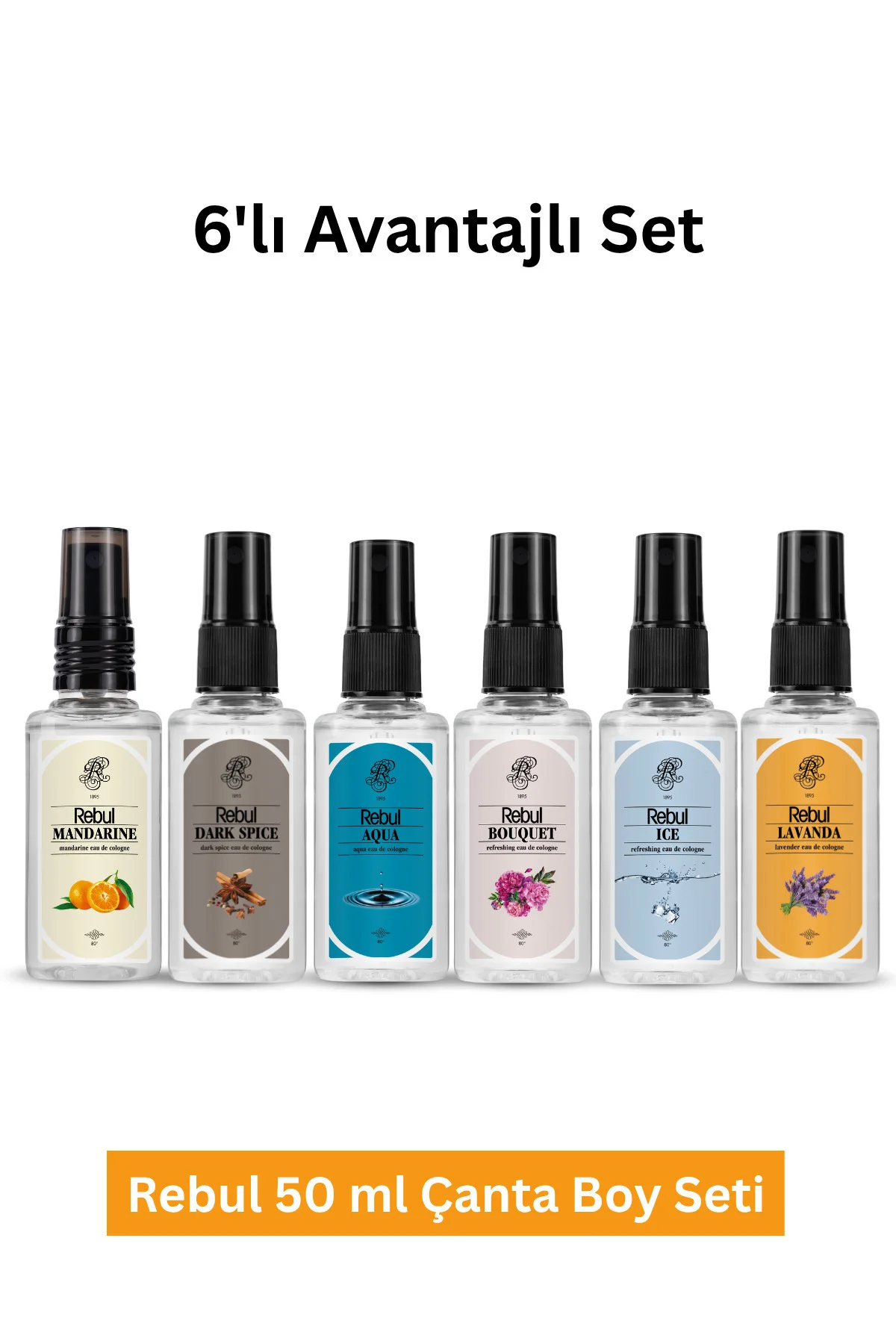 Dark + Bouquet + Aqua + Ice + Mandarine+ lavanda Kolonya 50 Ml