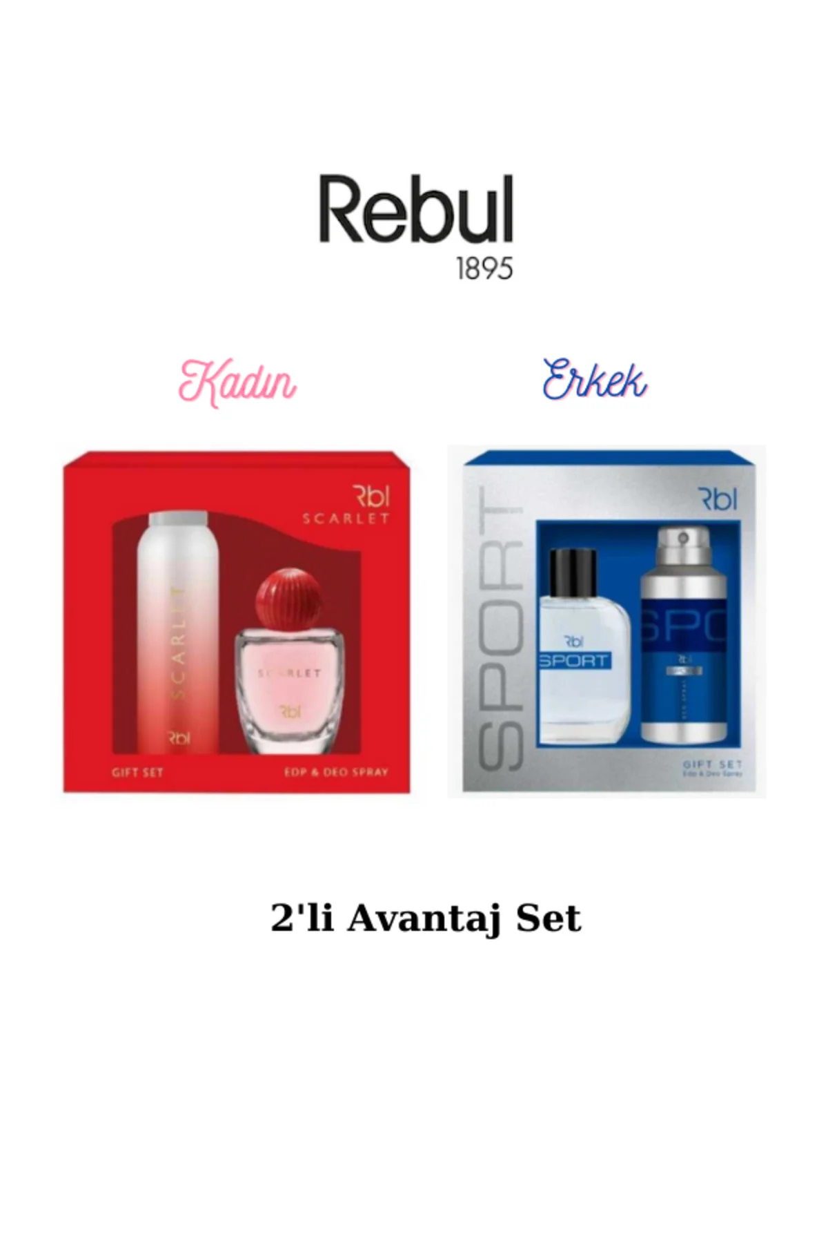 Rbl Scarlet Edp 50 Ml, Sport Edt 50 ml, Deodorant Sprey 150 ml Kadın/Erkek Parfüm 2'li Hediye Seti