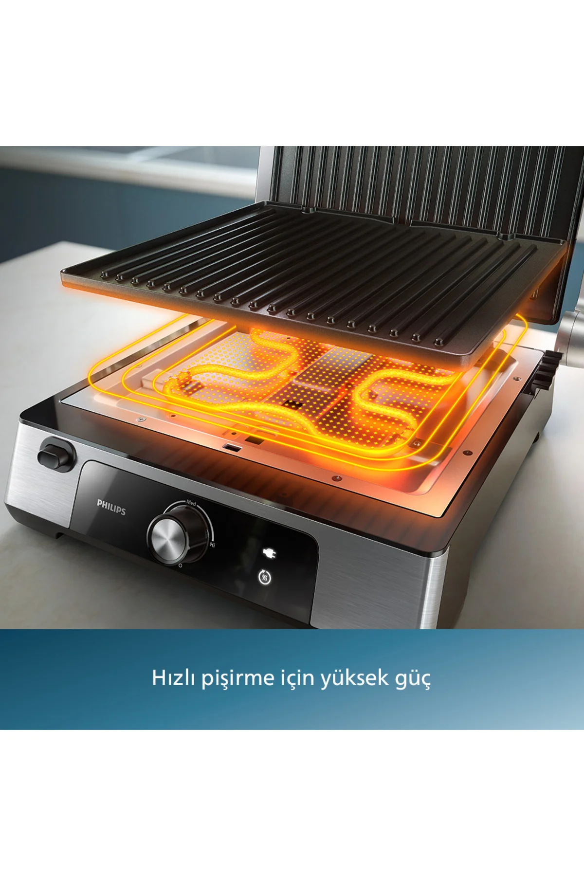 5000 Serisi, 2200W, Izgara ve Tost Makinesi, Izgara için Tam Açılır, HD6301/90 - Philips Görsel 3