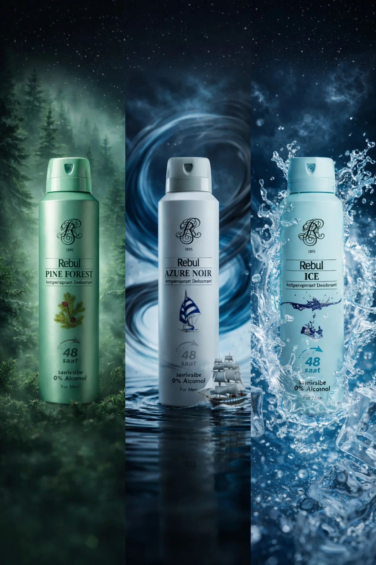 DEO BAY PINE FORSET + AZURE NOIR + ICE 150 ML DEO 3 LÜ