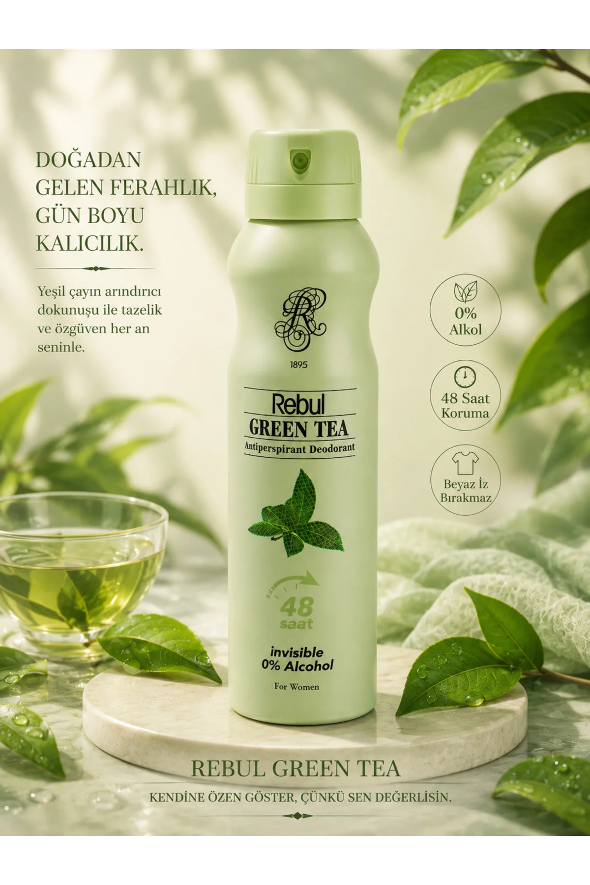 Kadın Deodorant Seti Alkolsüz 3x150ml Magnolia Bouquet Green Tea Invisible - Rebul Görsel 6