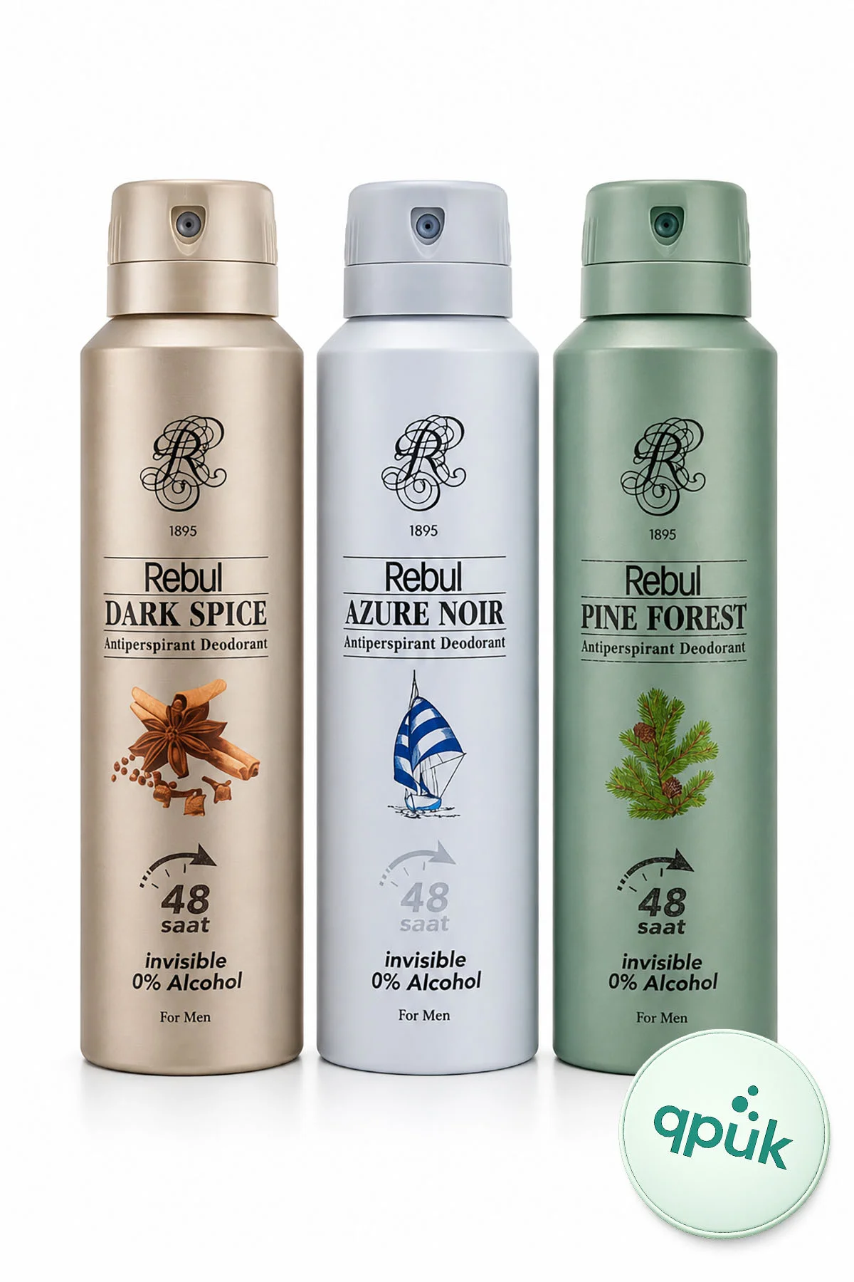Erkek Deodorant Seti Alkolsüz 3x150ml Dark Spice Azure Noir Pine Forest Invisible