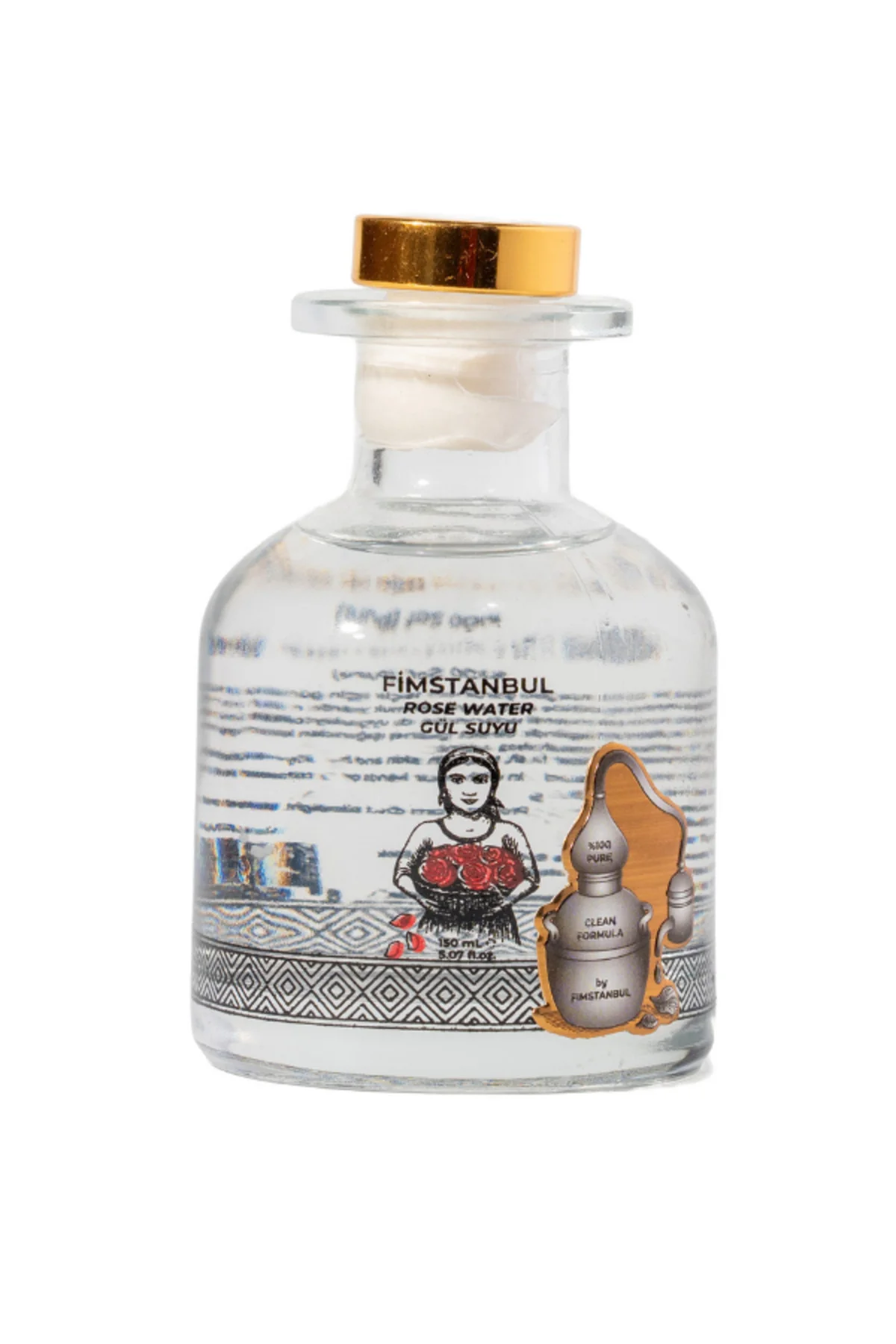 İlk Sıkım %100 Saf Doğal Gül Suyu 150 ml – Rose Water - Cam Şişe – Yaprak Taneli - Fimstanbul Görsel 2