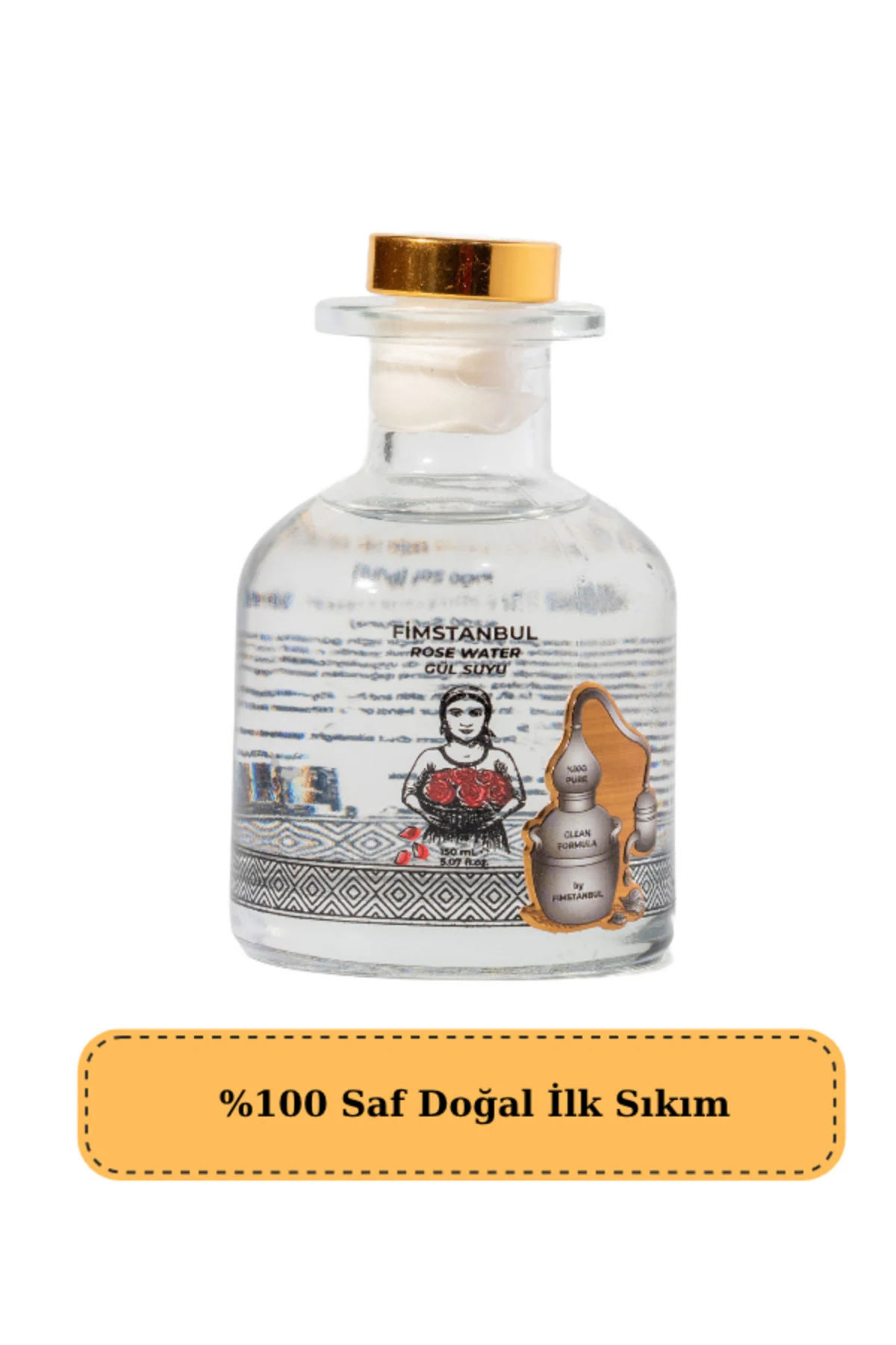 İlk Sıkım %100 Saf Doğal Gül Suyu 150 ml – Rose Water - Cam Şişe – Yaprak Taneli