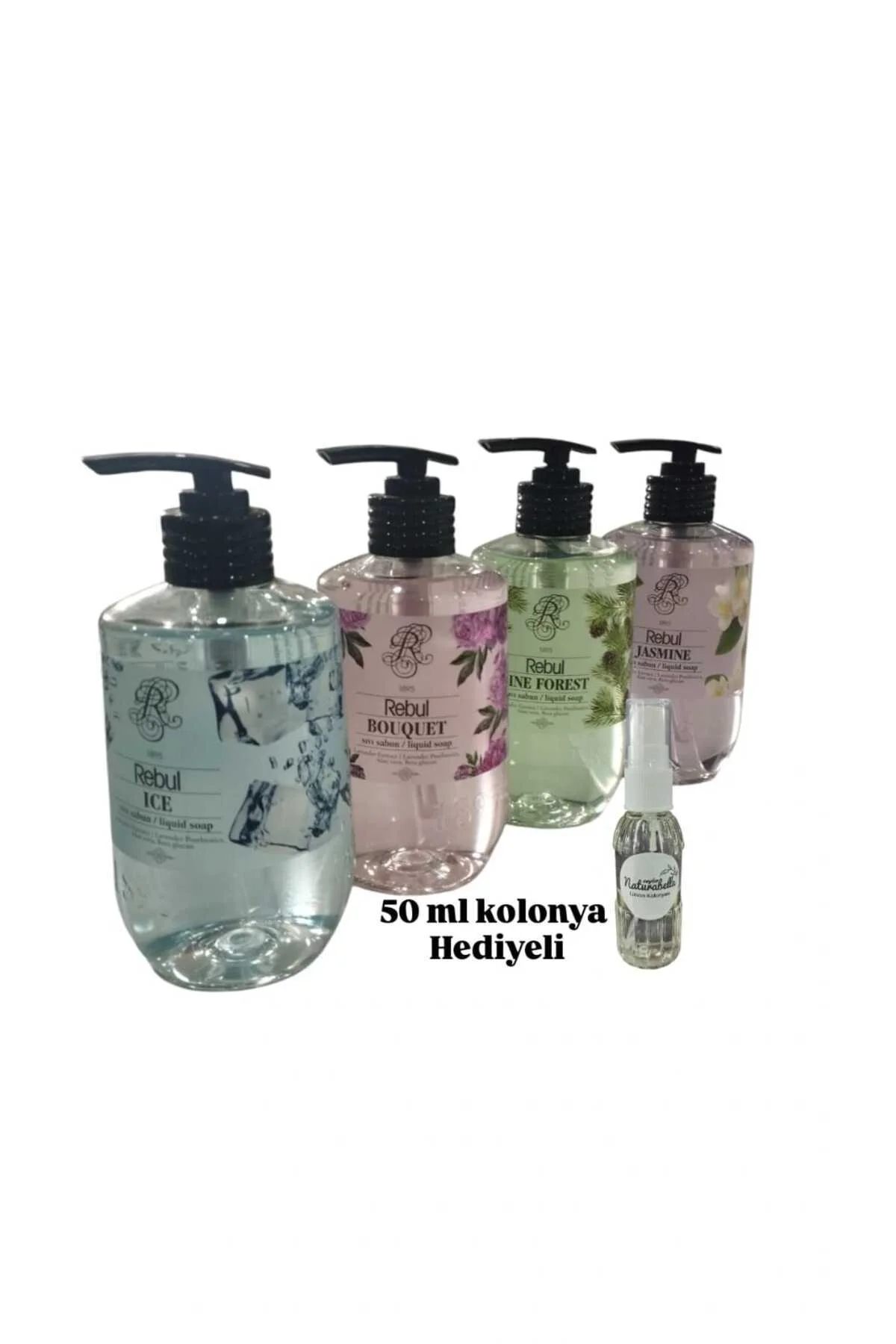 4'lü Sıvı Sabun, Ice-bouquet-pine-jasmine-50 ml Kolonya Hediyeli - Rebul Görsel 3