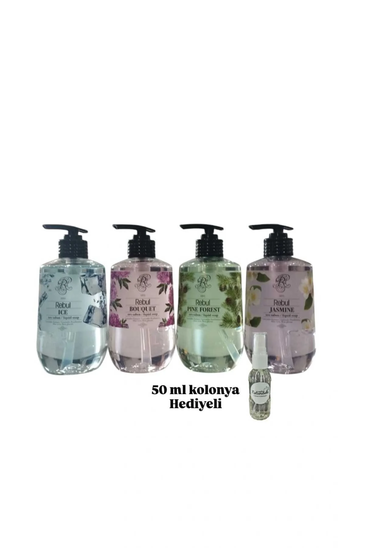 4'lü Sıvı Sabun, Ice-bouquet-pine-jasmine-50 ml Kolonya Hediyeli - Rebul Görsel 2