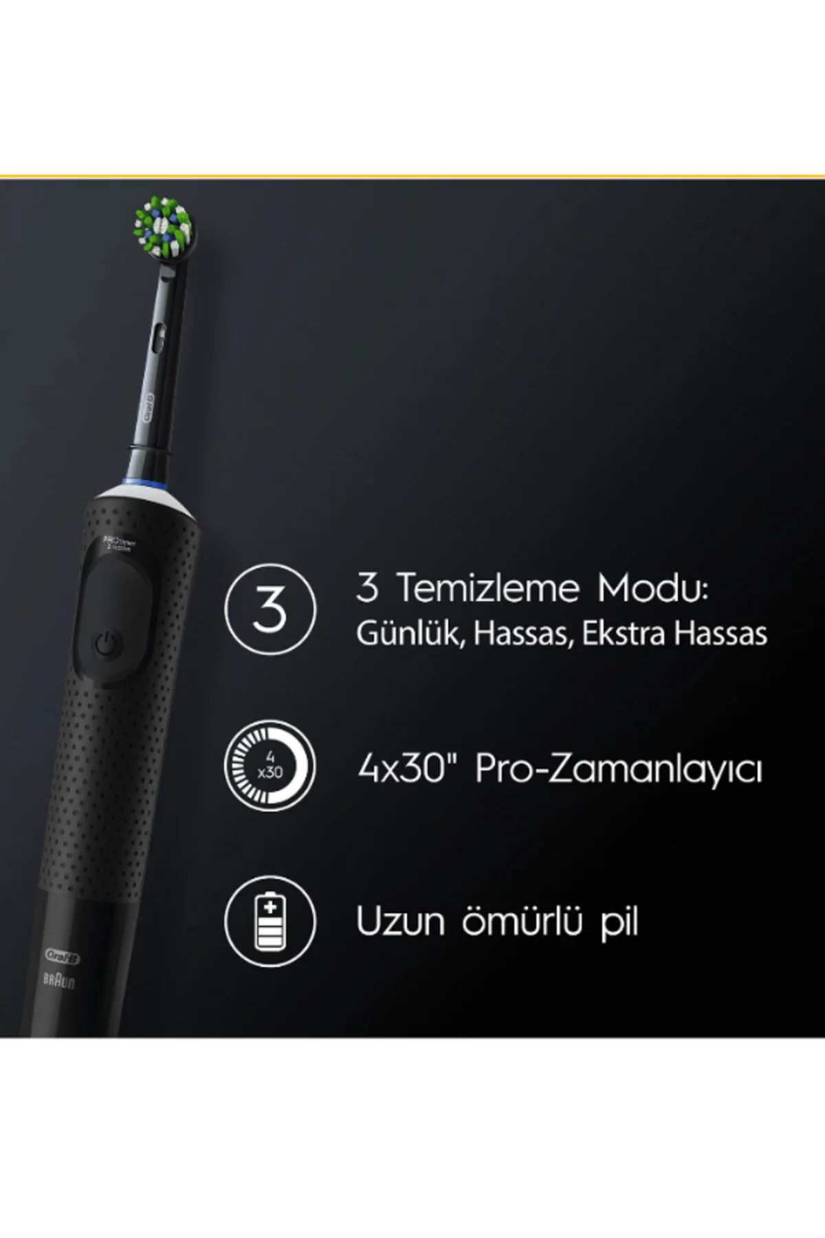 D103 Vitality Pro Şarjlı Elektrikli Diş Fırçası, Lila - Sensitive Clean, Yumuşak 4'lü Yedek Başlık - Oral-B Görsel 4