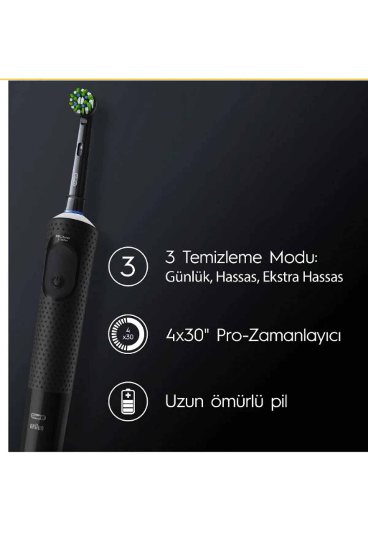 D103 Vitality Pro Şarjlı Elektrikli Diş Fırçası - Sensitive Clean, Yumuşak Uçlu 4'lü Yedek Ba - Oral-B Görsel 4