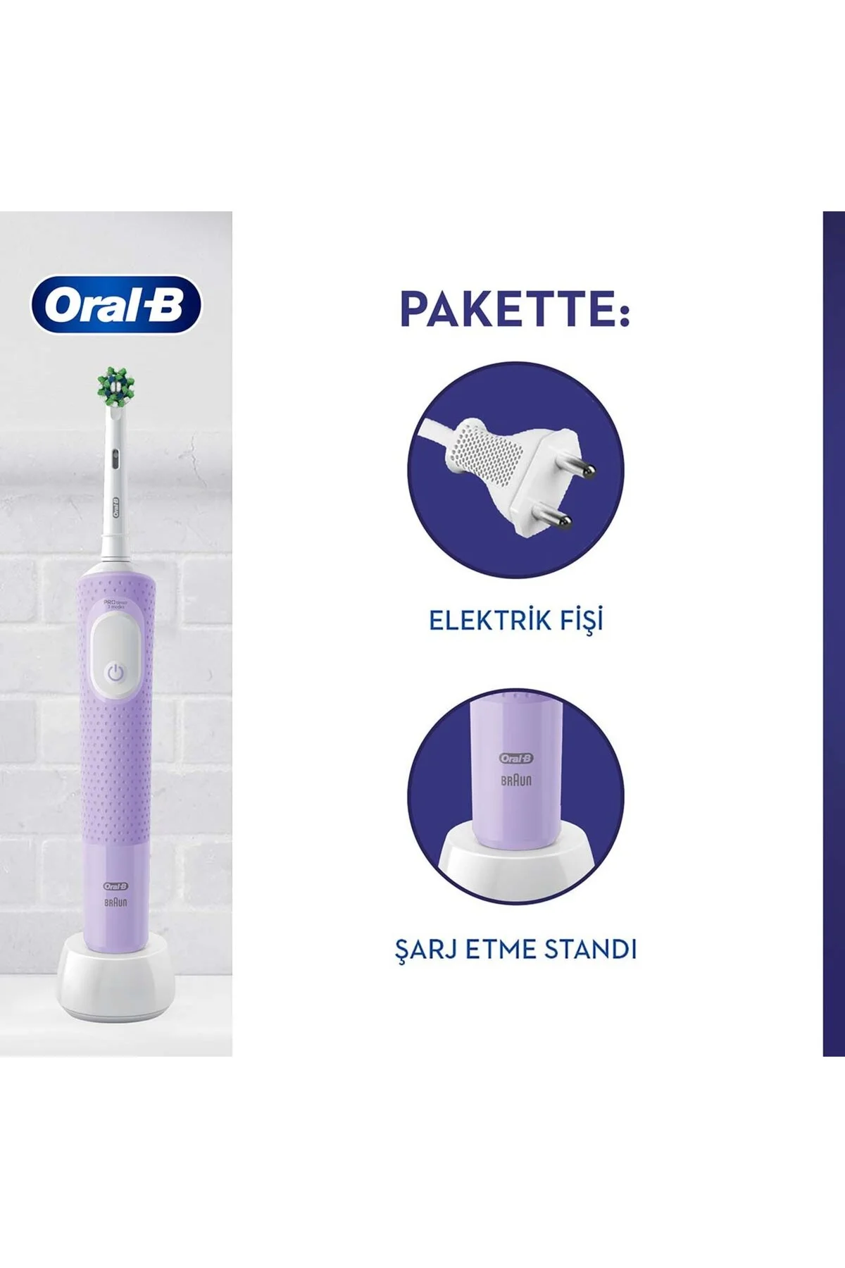 Şarjlı Diş Fırçası Vitality Pro Lila - Oral-B Görsel 2
