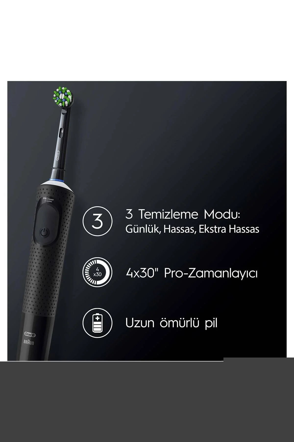 Şarjlı/elektrikli Diş Fırçası Vitality Pro 2'li Siyah&amp;lila Avantaj Paketi - Oral-B Görsel 4
