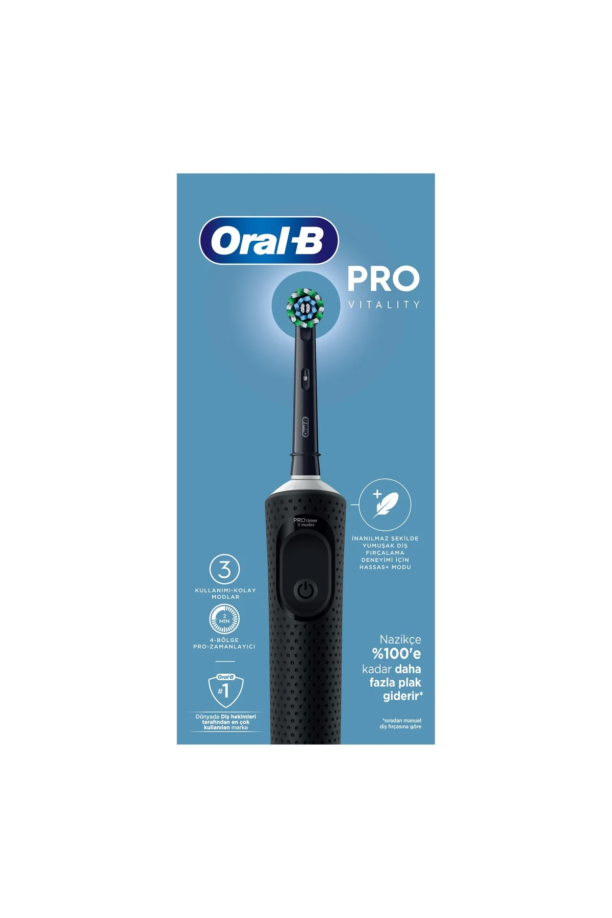 D103 Vitality Pro Cross Action Şarjlı Diş Fırçası - Siyah - Oral-B Görsel 2