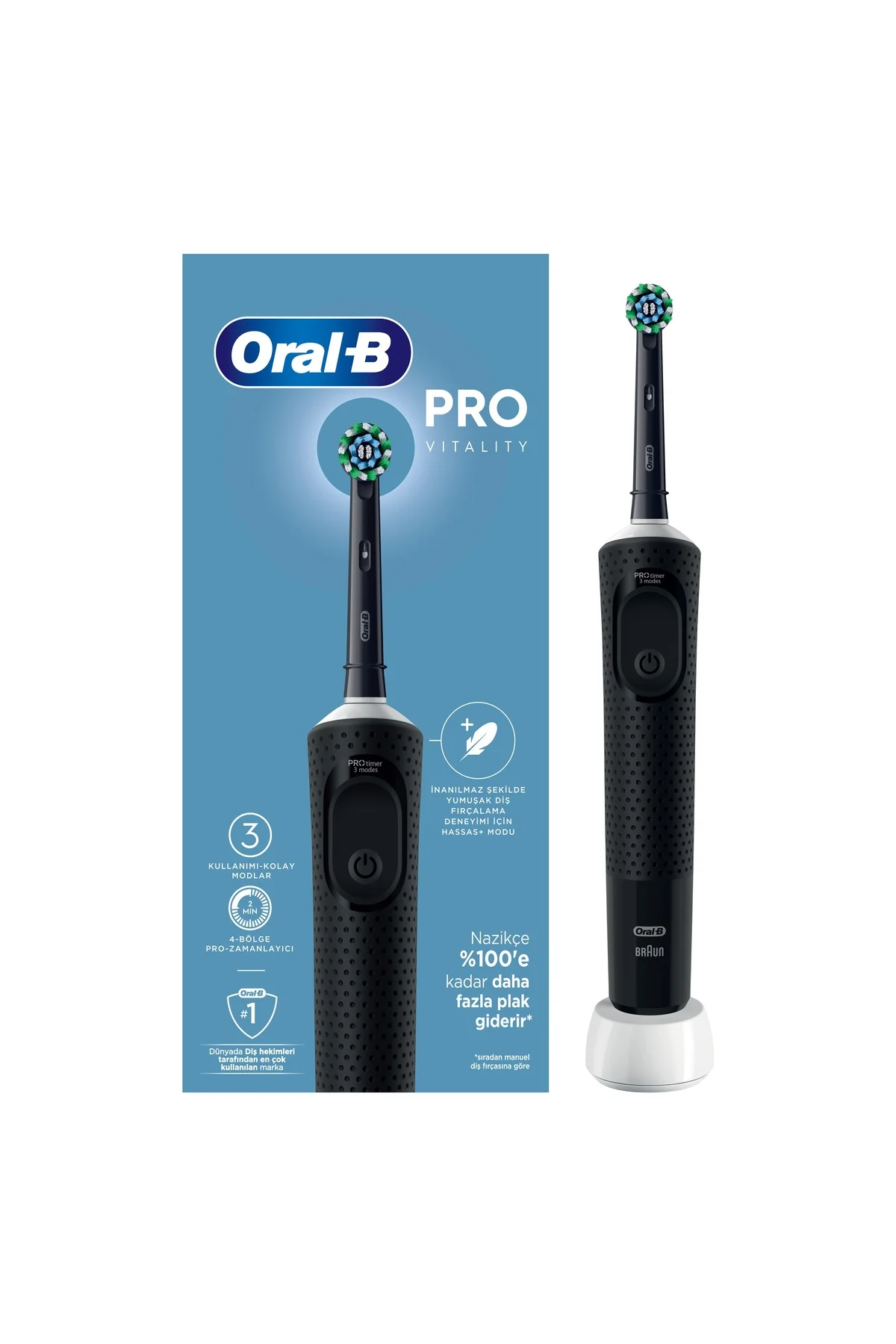 D103 Vitality Pro Cross Action Şarjlı Diş Fırçası - Siyah