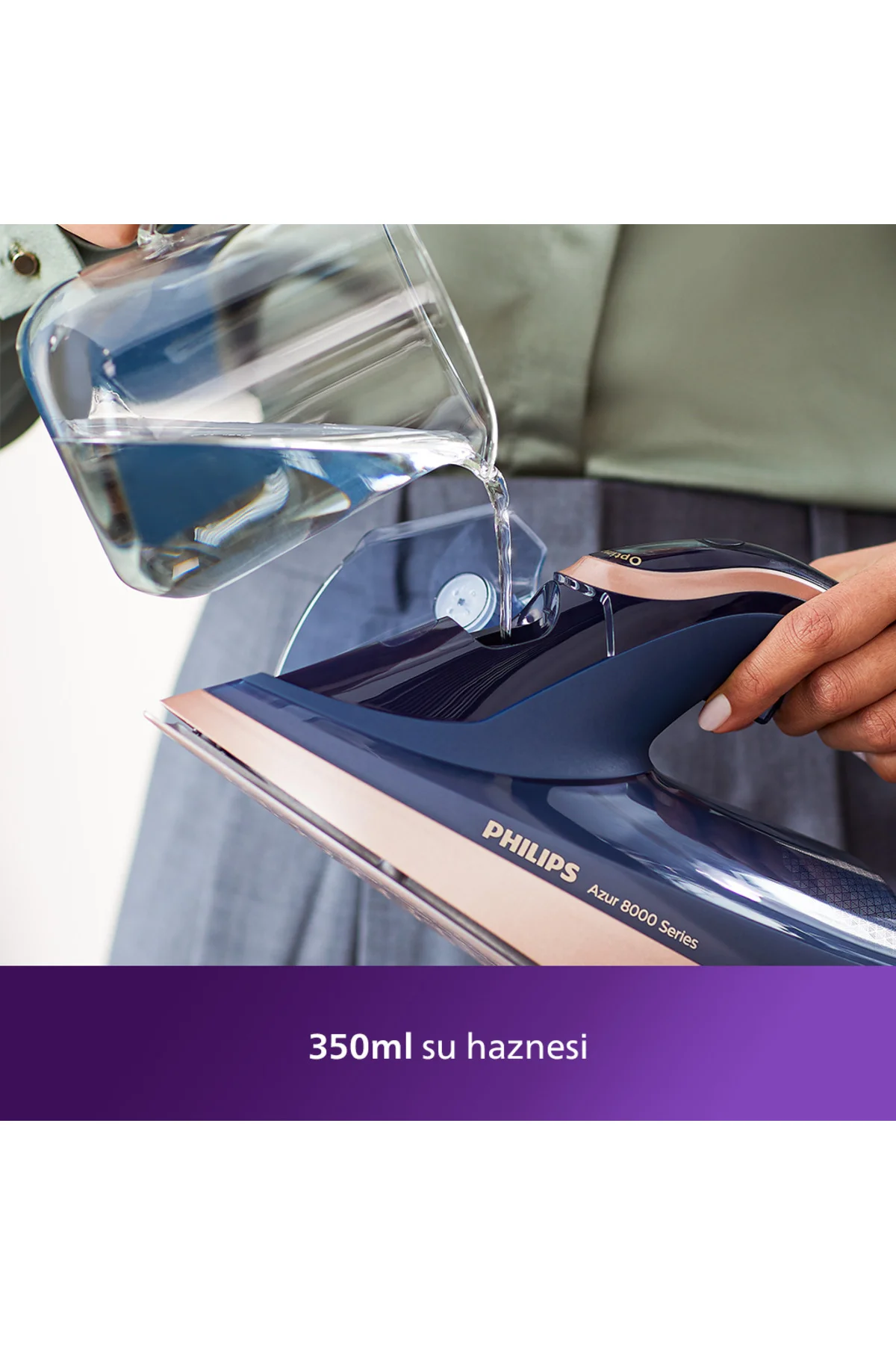 8000 Serisi Azur Buharlı Ütü, 3000W, 260 g Turbo Şok Buhar, Sıfır Yanık Riski, DST8050/20 - Philips Görsel 7