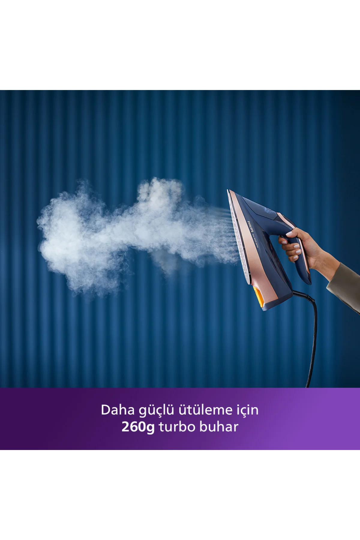 8000 Serisi Azur Buharlı Ütü, 3000W, 260 g Turbo Şok Buhar, Sıfır Yanık Riski, DST8050/20 - Philips Görsel 4