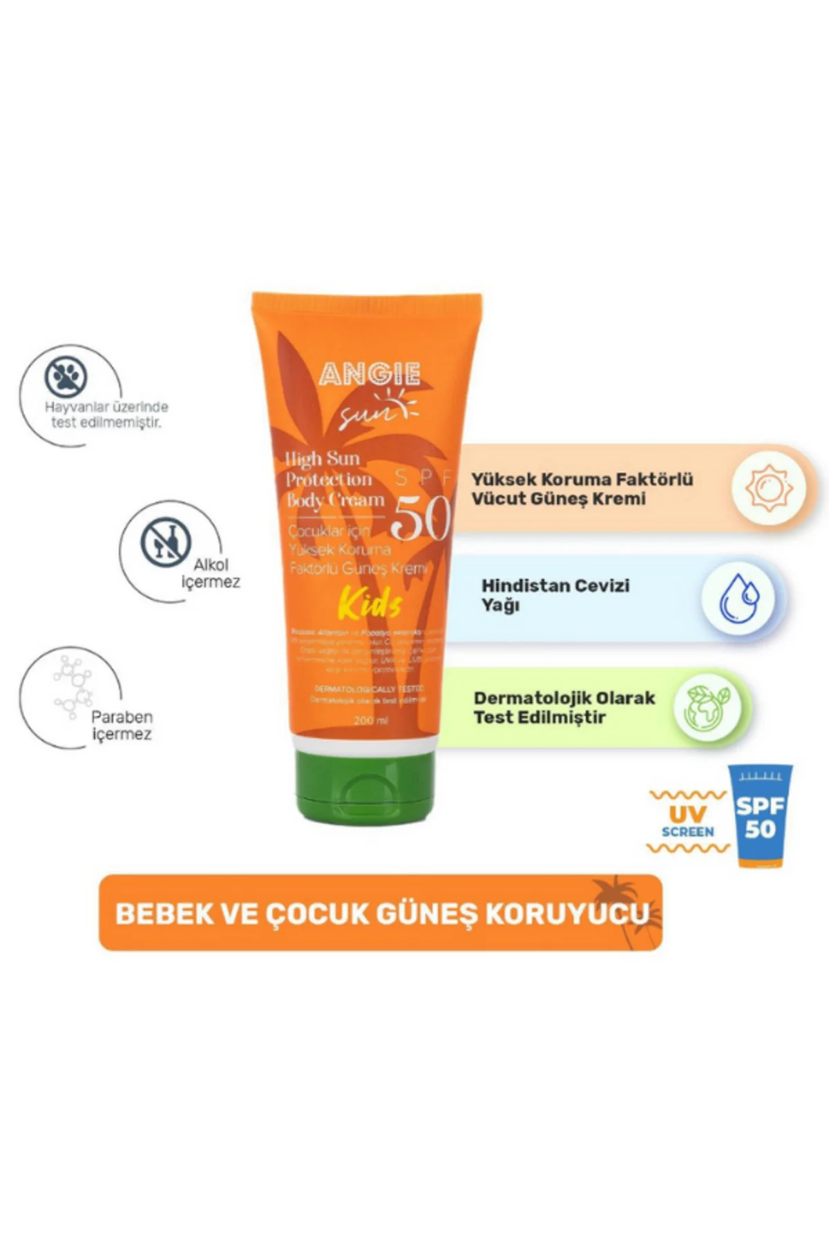 KİDS 50 SPF ÇOCUKLARA ÖZEL YÜKSEK KORUMA FAKTÖRLÜ GÜNEŞ KREMİ
